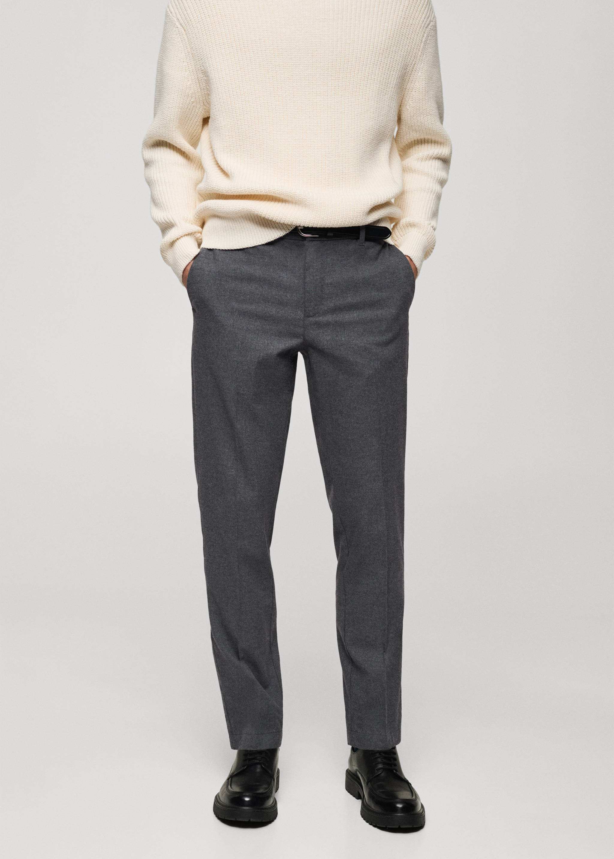 Slim-fit cotton trousers - Medium plane