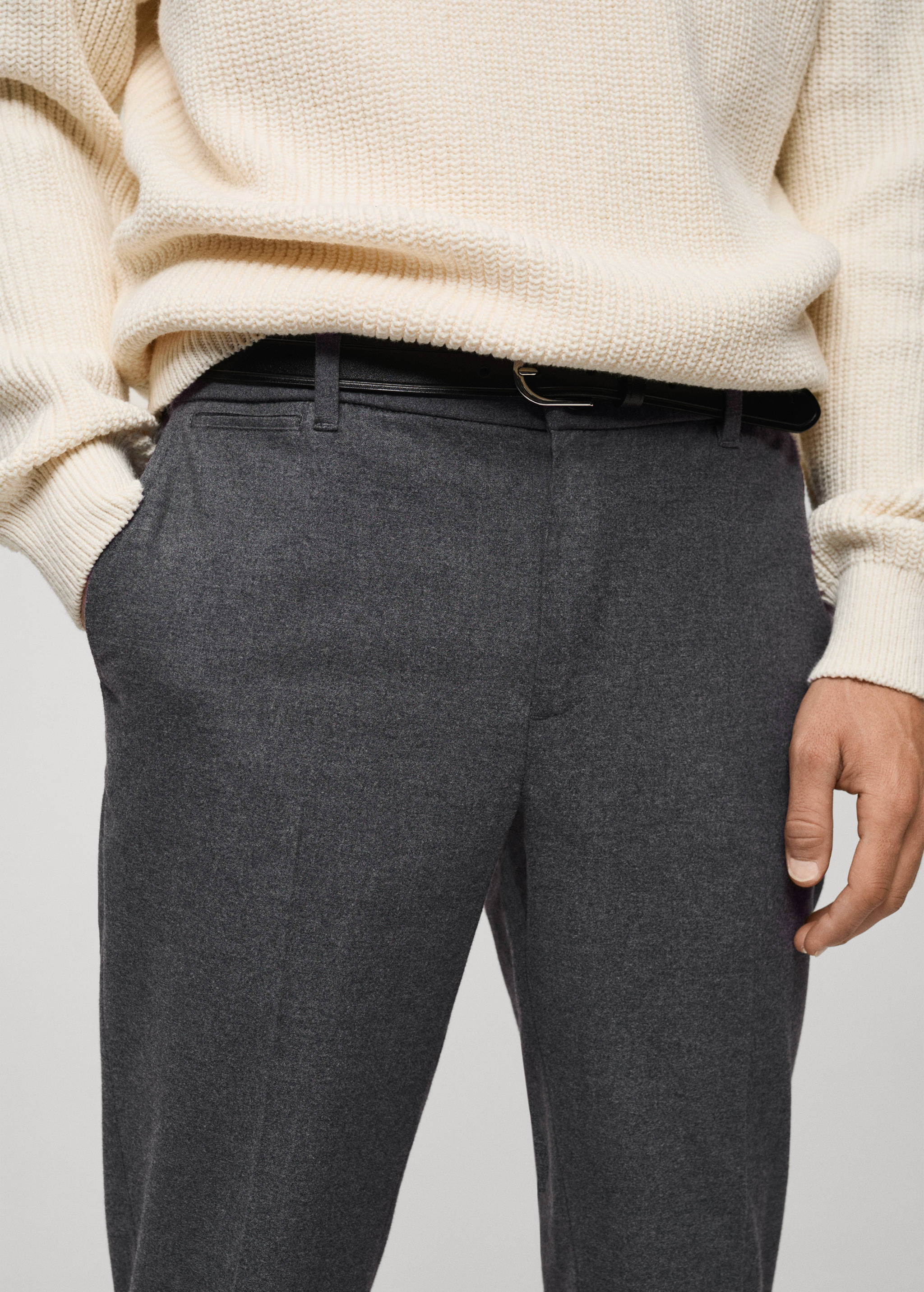 Slim-fit cotton trousers - Details of the article 1