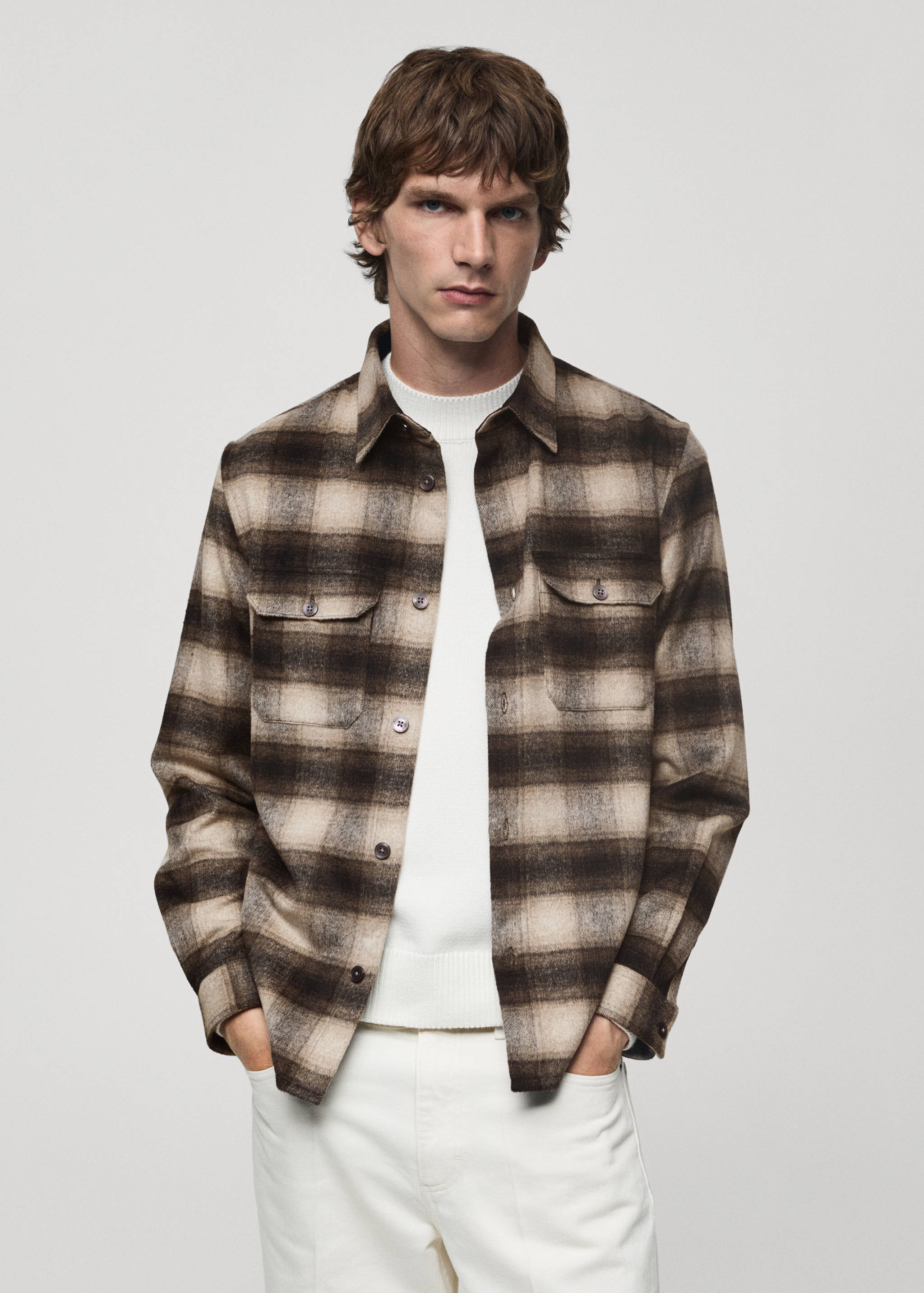 Check wool overshirt - Medium plane