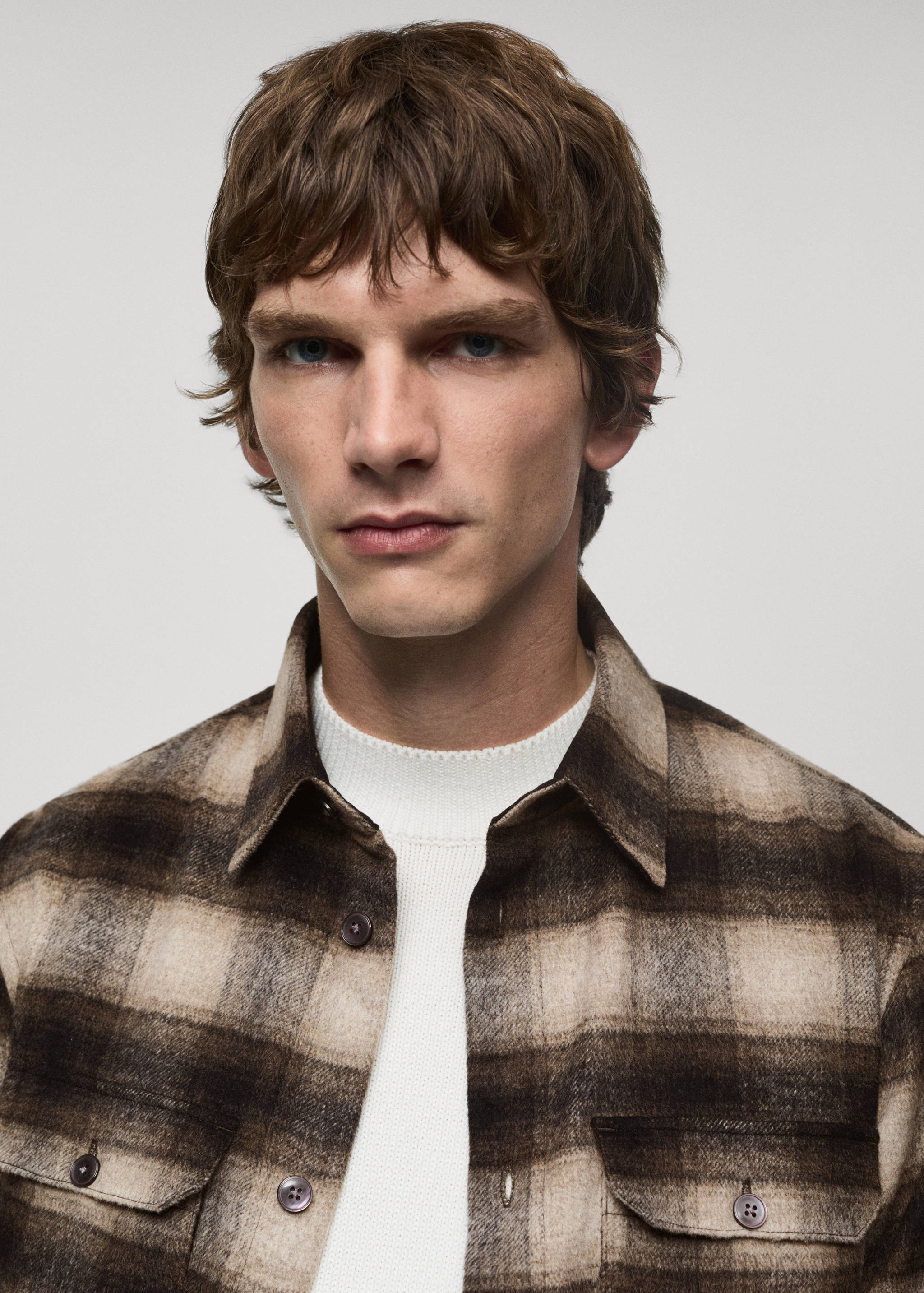 Check wool overshirt - Details of the article 1