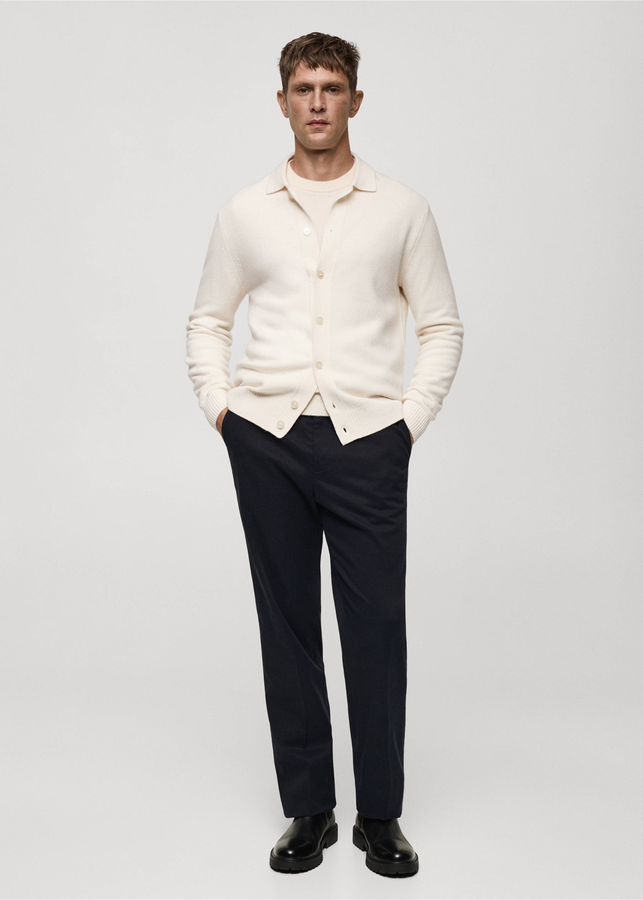 Rib-knit wool cardigan - General plane, Off White. Ref: 77047928-00.