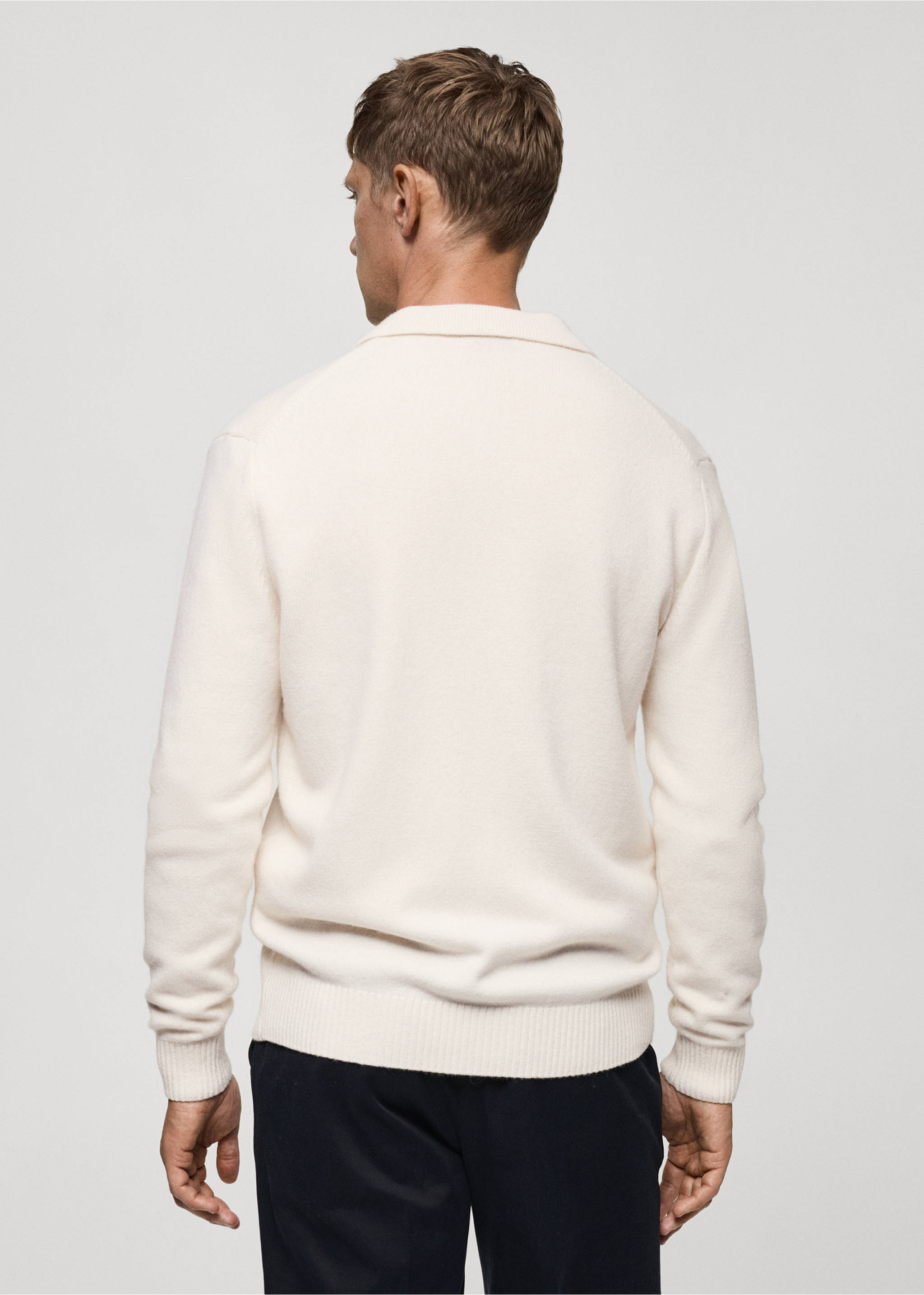 Rib-knit wool cardigan - Reverse of the article, Off White. Ref: 77047928-00.