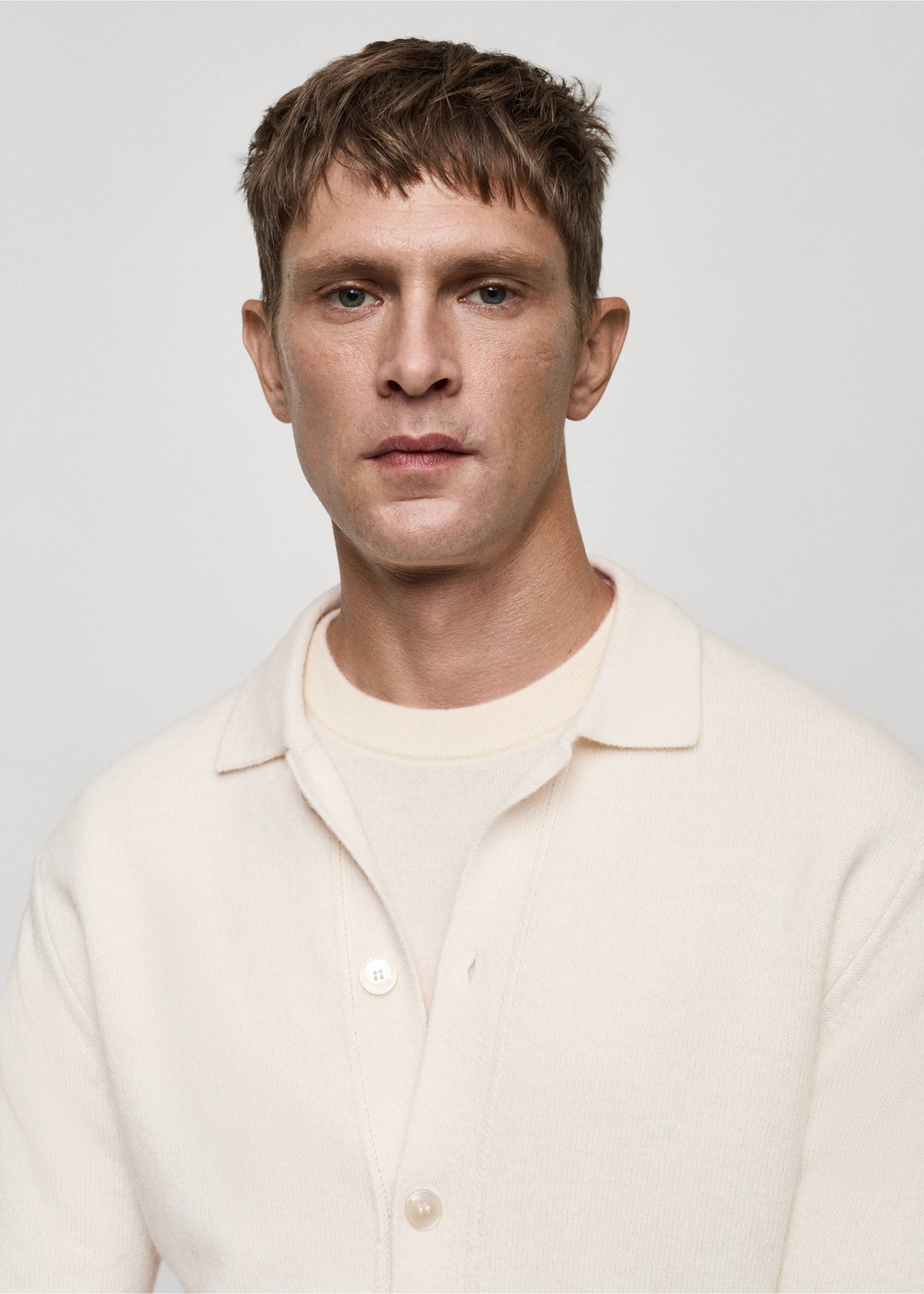 Rib-knit wool cardigan - Details of the article 1, Off White. Ref: 77047928-00.