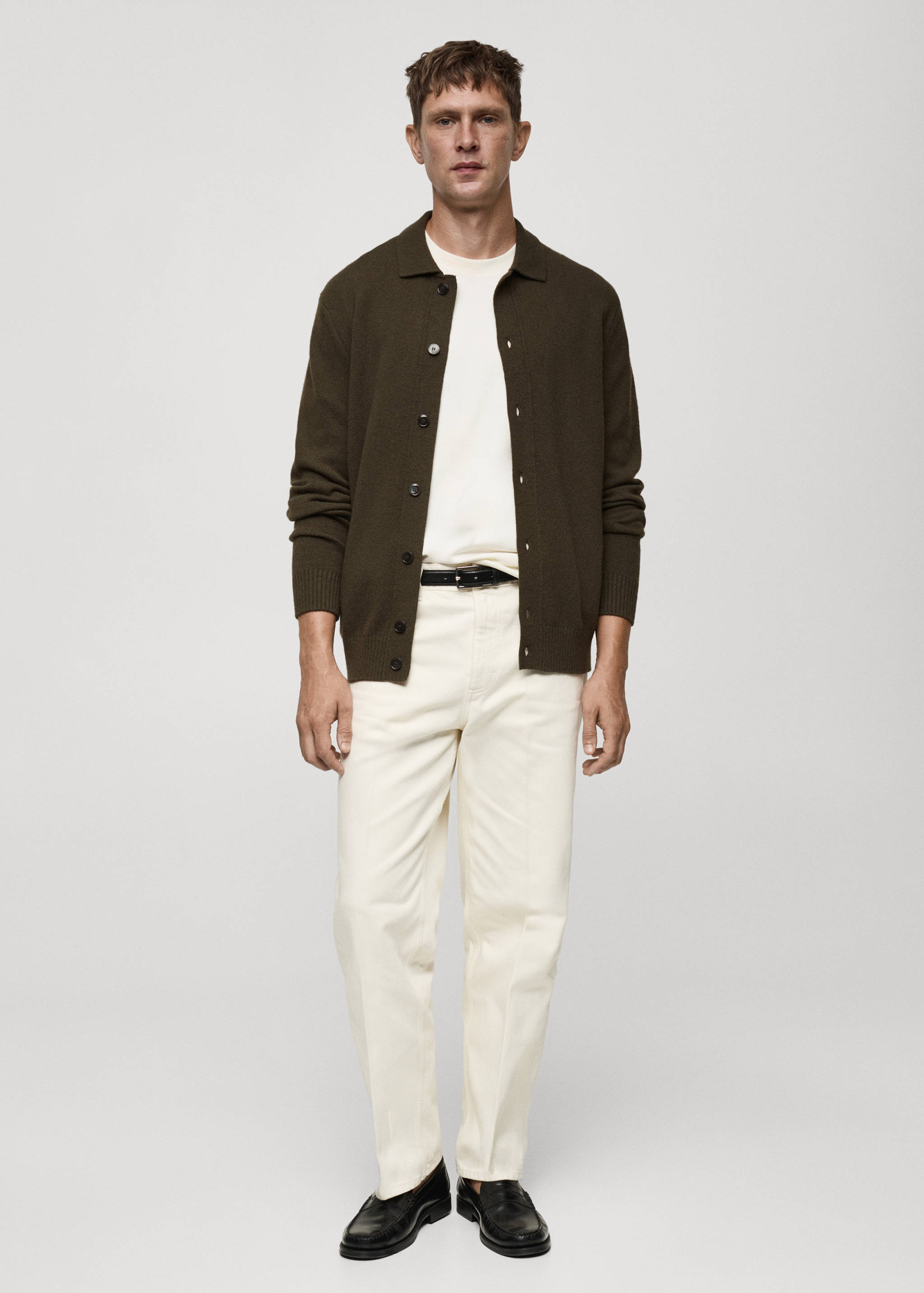 Rib-knit wool cardigan - General plane