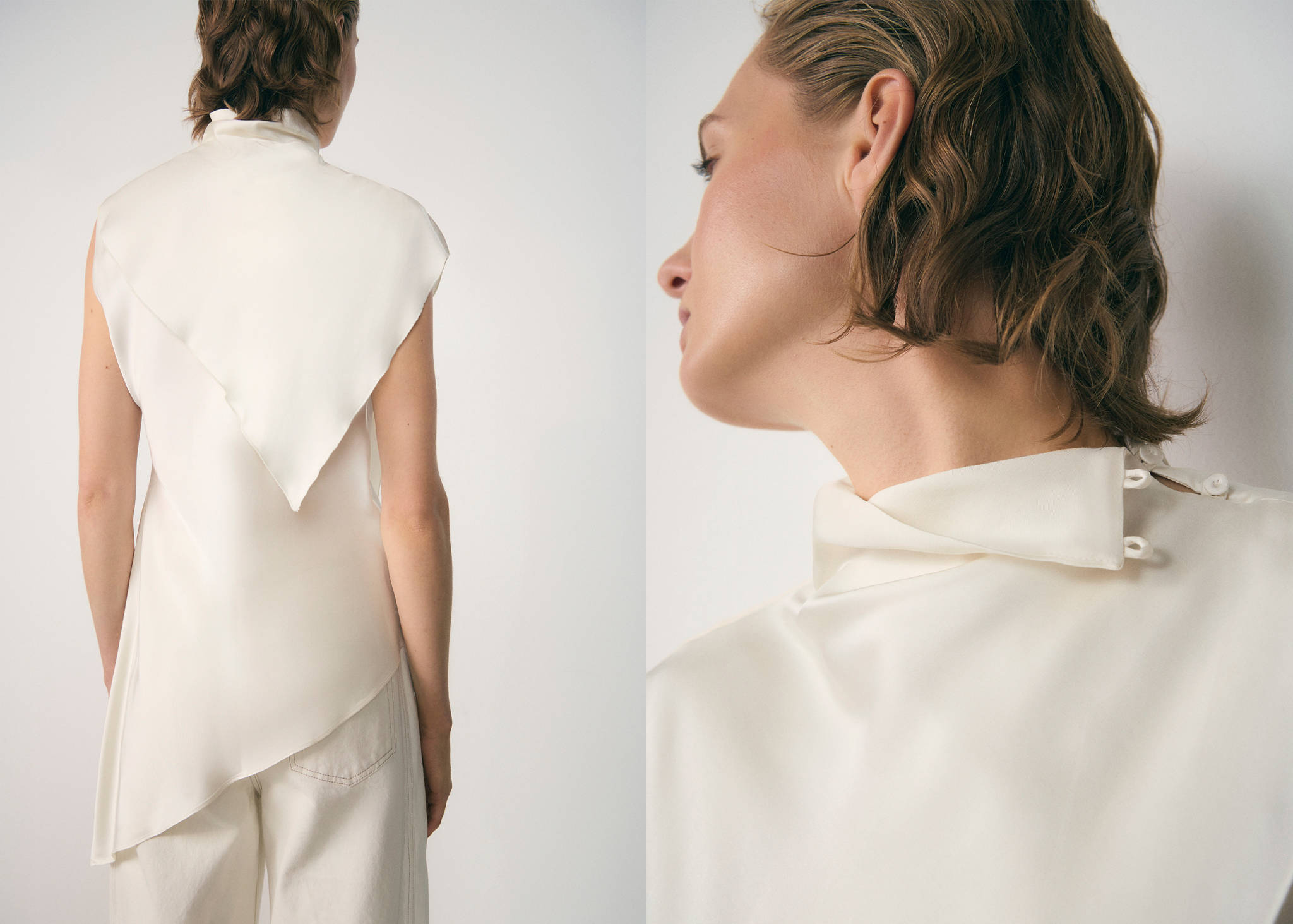 Asymmetric satin blouse - Panoramic plane