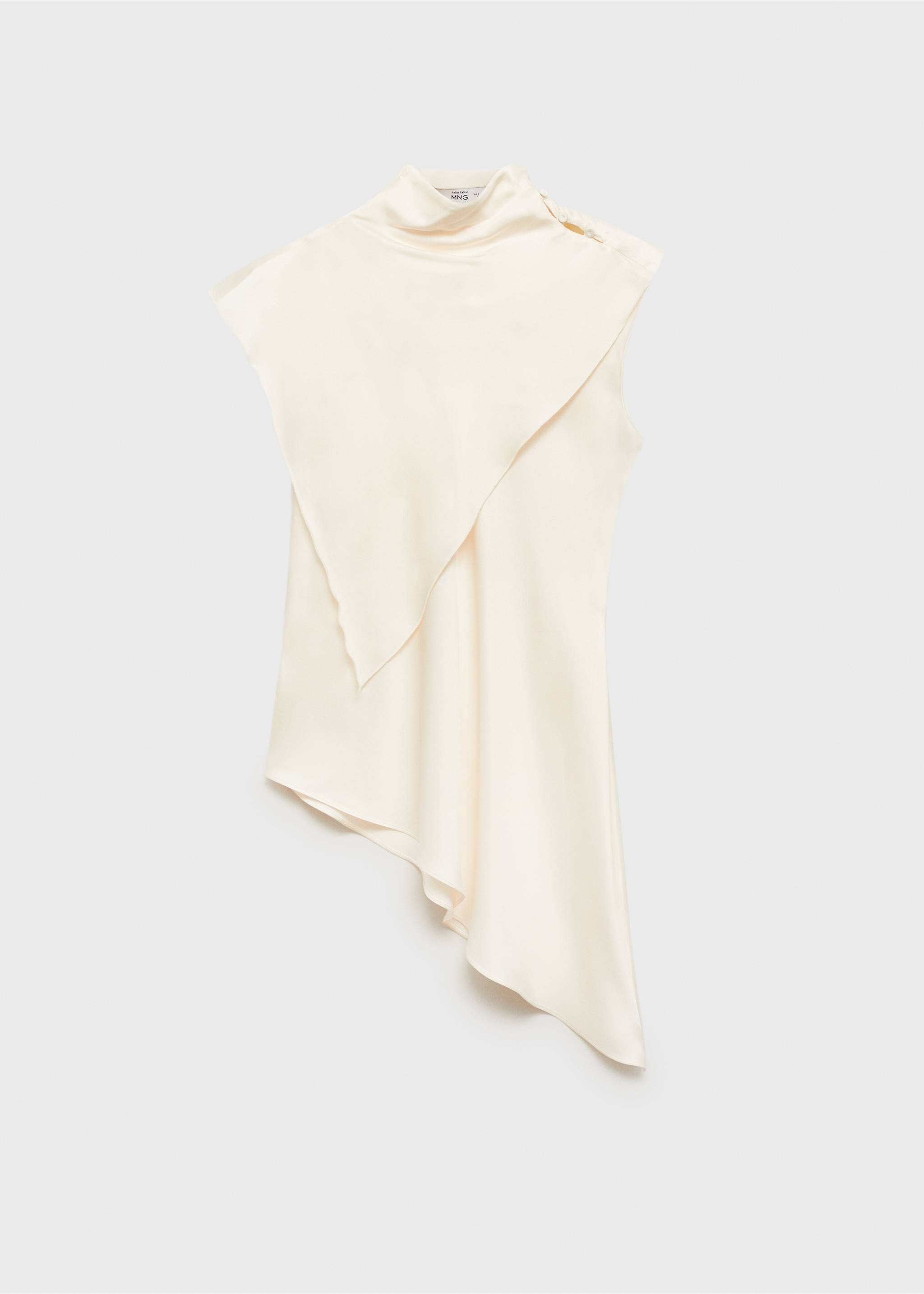 Asymmetric satin blouse - Article without model, Off White. Ref: 77047936-00.