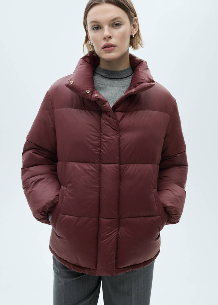 Short quilted anorak — Maroon