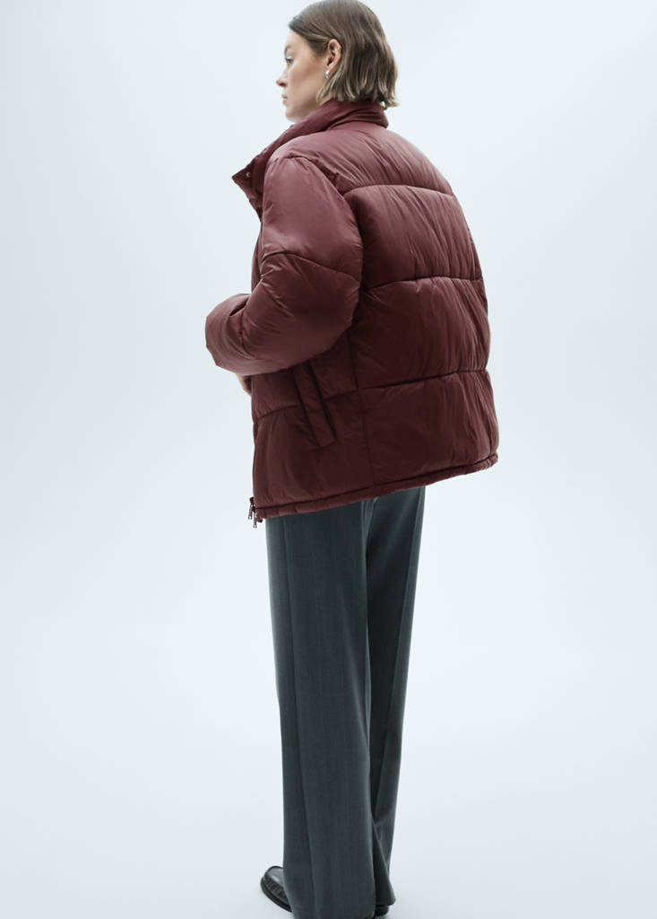 Short quilted anorak — Maroon