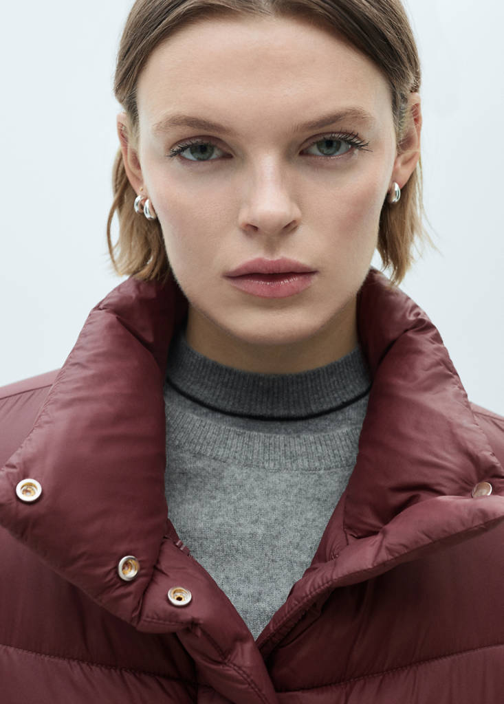 Short quilted anorak — Maroon