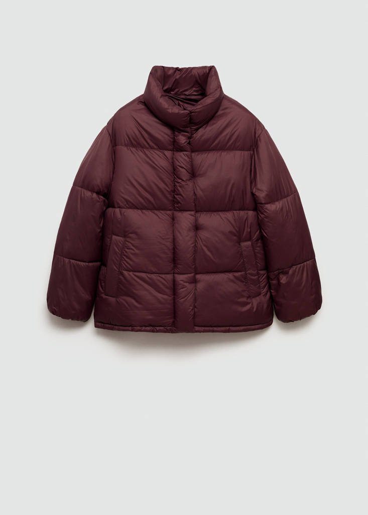 Short quilted anorak — Maroon