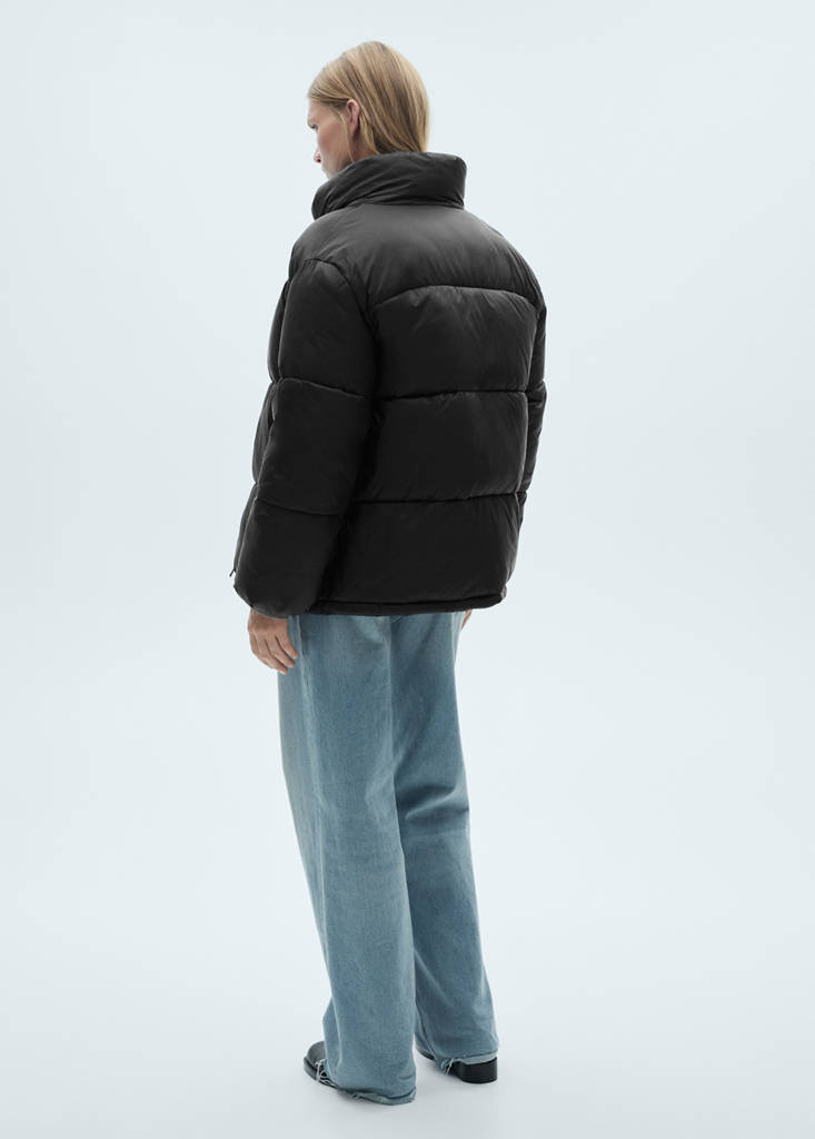 Short quilted anorak — Black