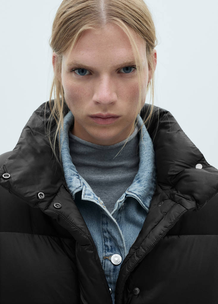 Short quilted anorak — Black