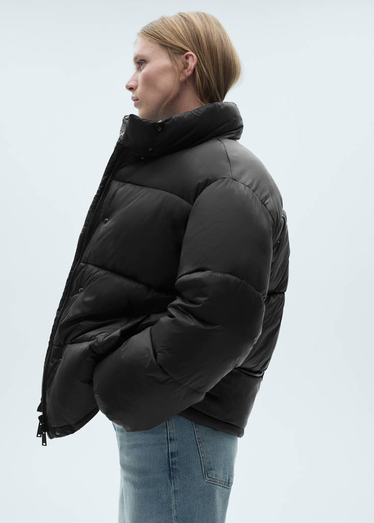 Short quilted anorak — Black