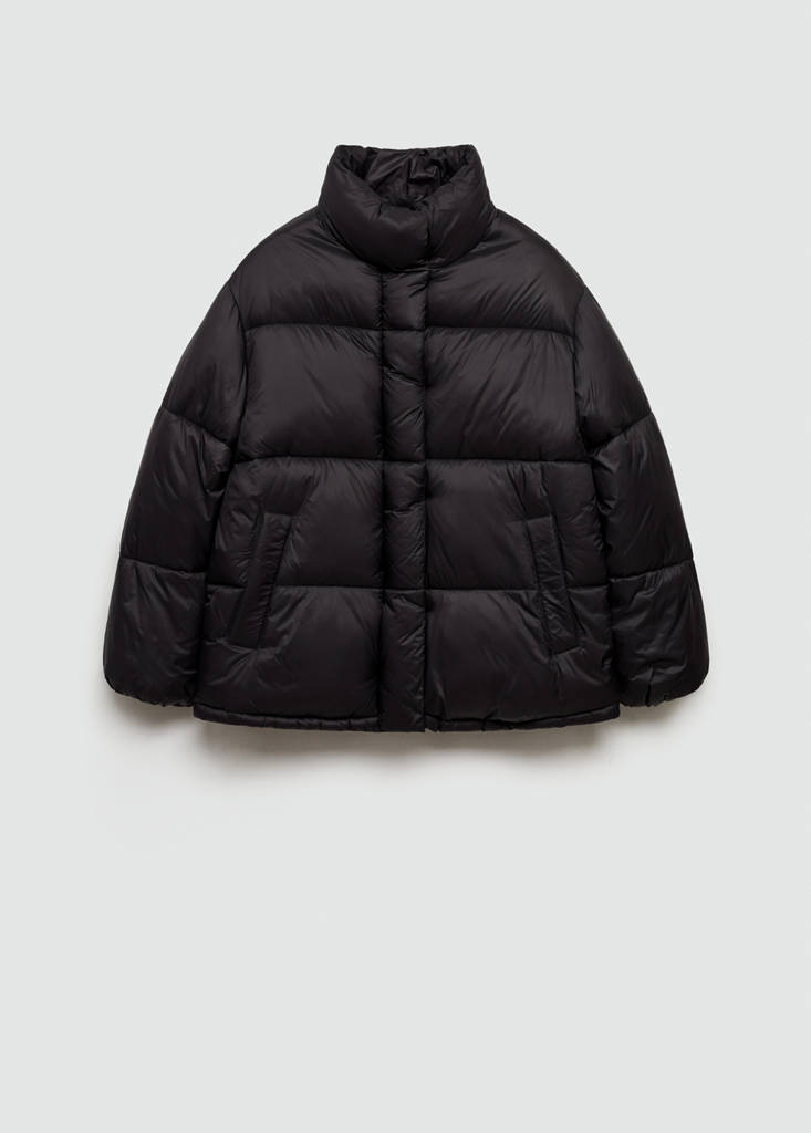 Short quilted anorak — Black