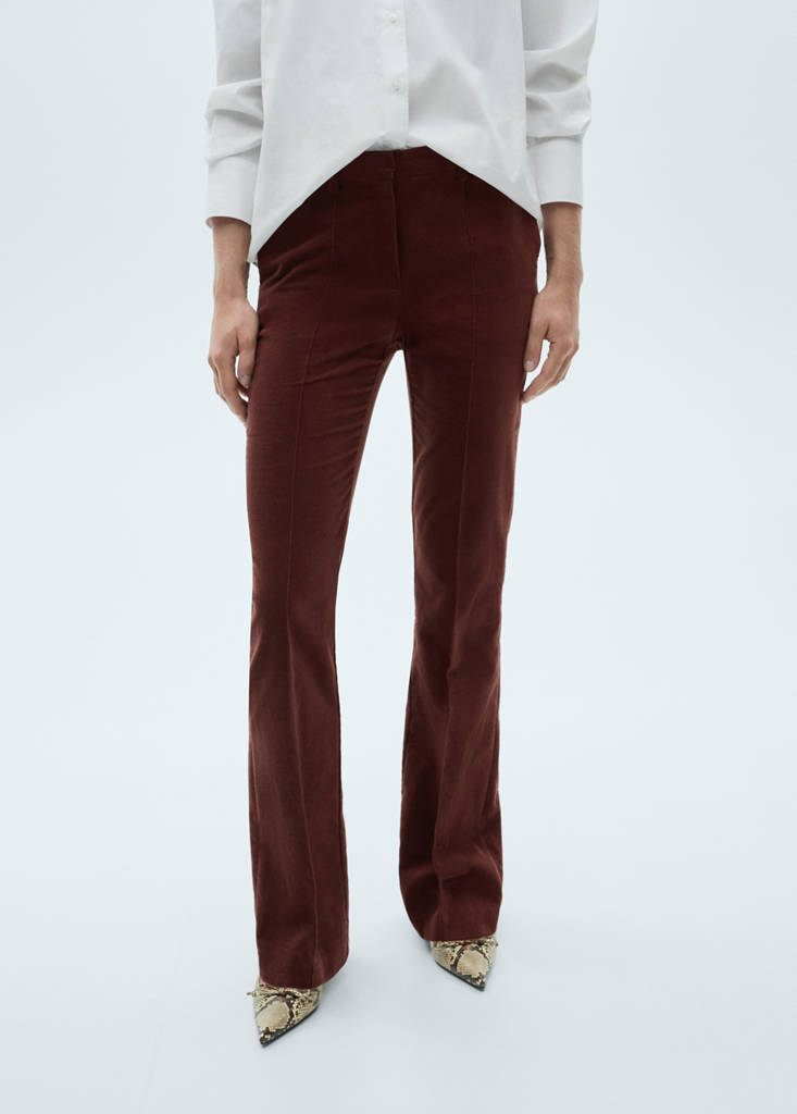 Straight velvet trousers — Wine