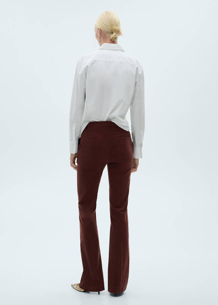 Straight velvet trousers — Wine