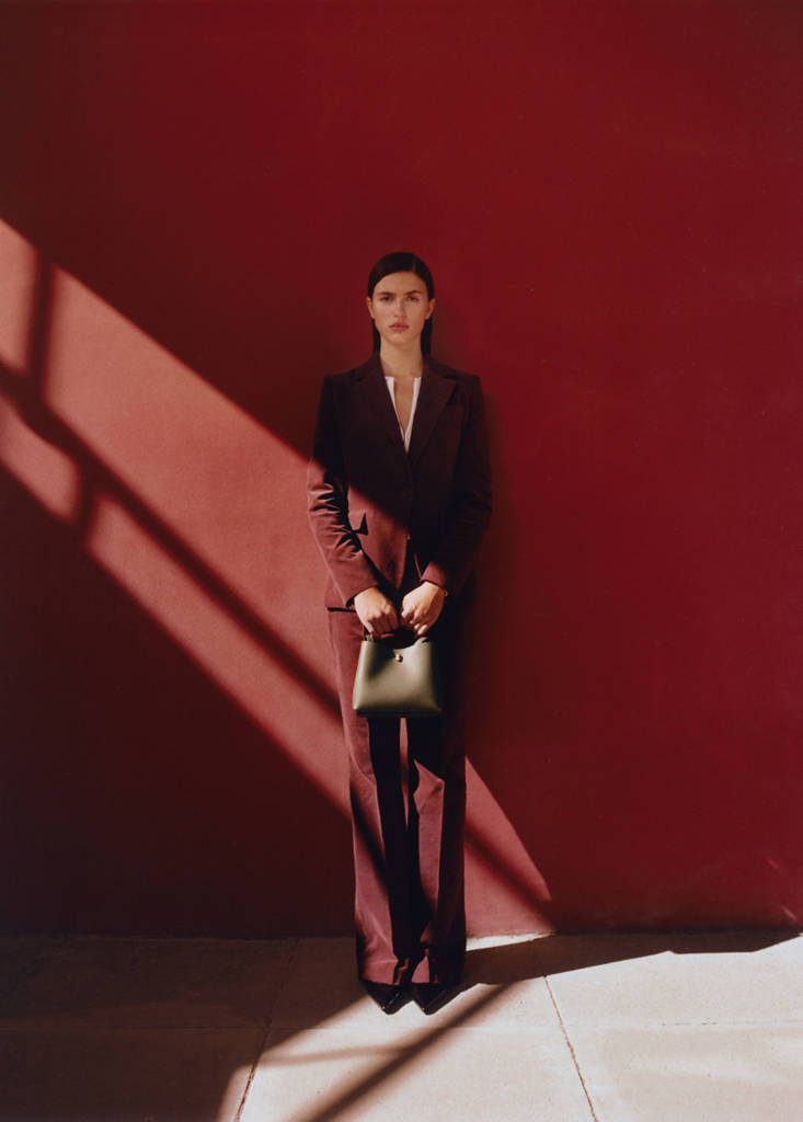 Straight velvet trousers — Wine