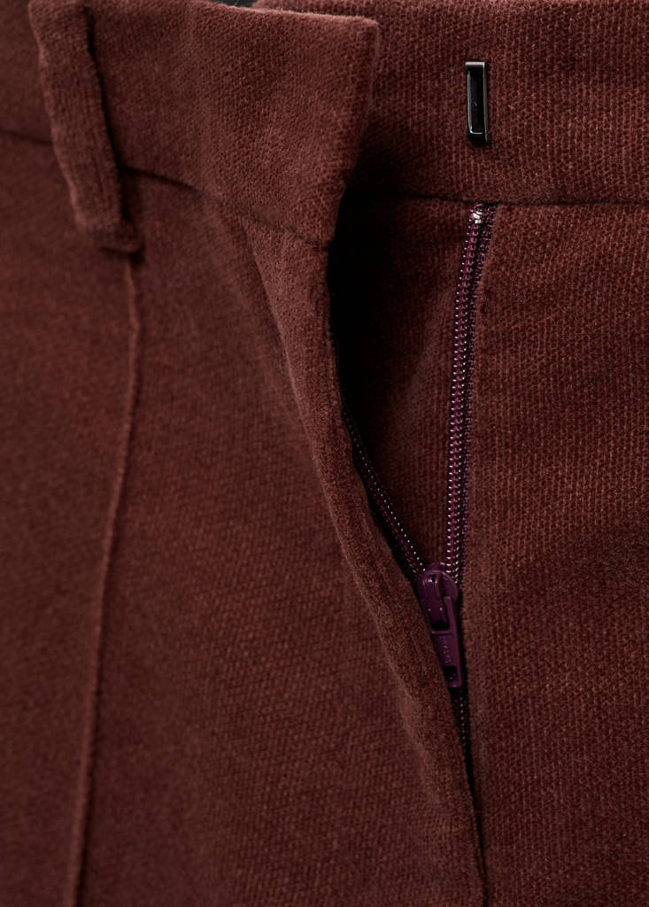Straight velvet trousers — Wine