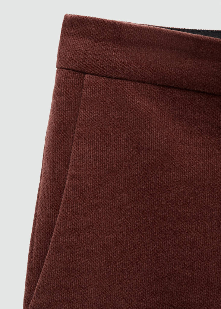 Straight velvet trousers — Wine
