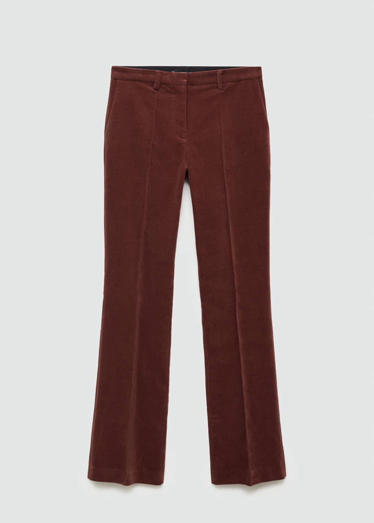 Straight velvet trousers — Wine