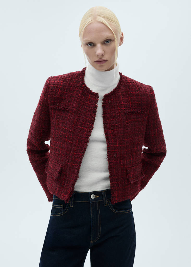 Tweed jacket with frayed ends
