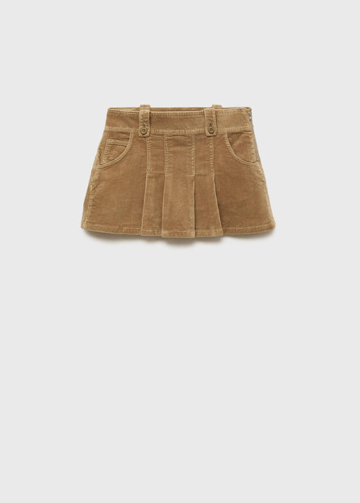 Corduroy pleated mini-skirt