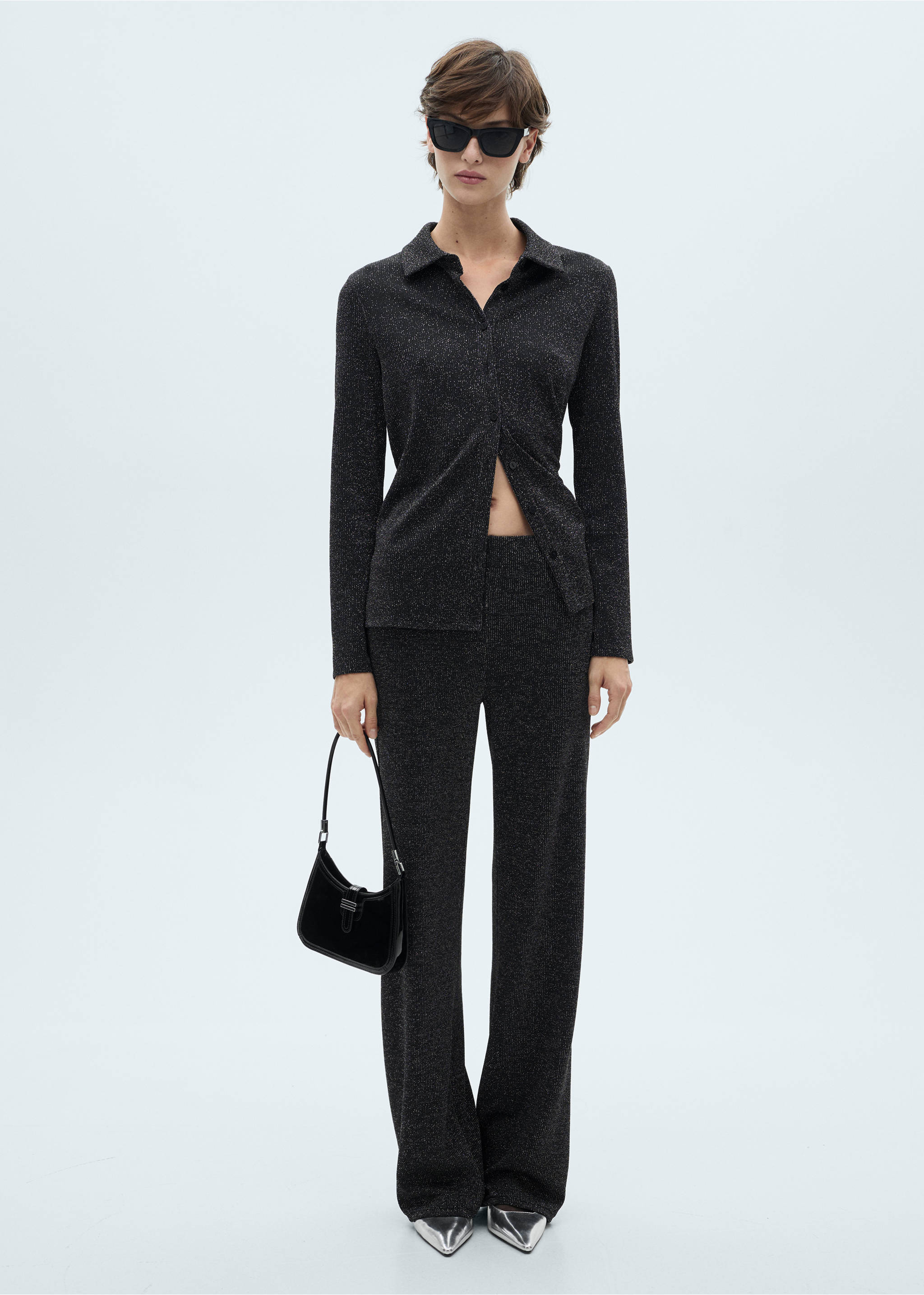 Lurex knitted shirt - General plane, Grey. Ref: 77049061-00.