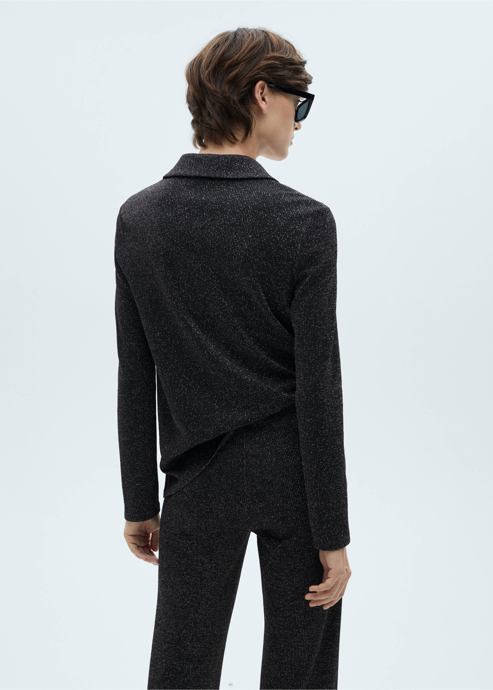Lurex knitted shirt - Reverse of the article, Grey. Ref: 77049061-00.
