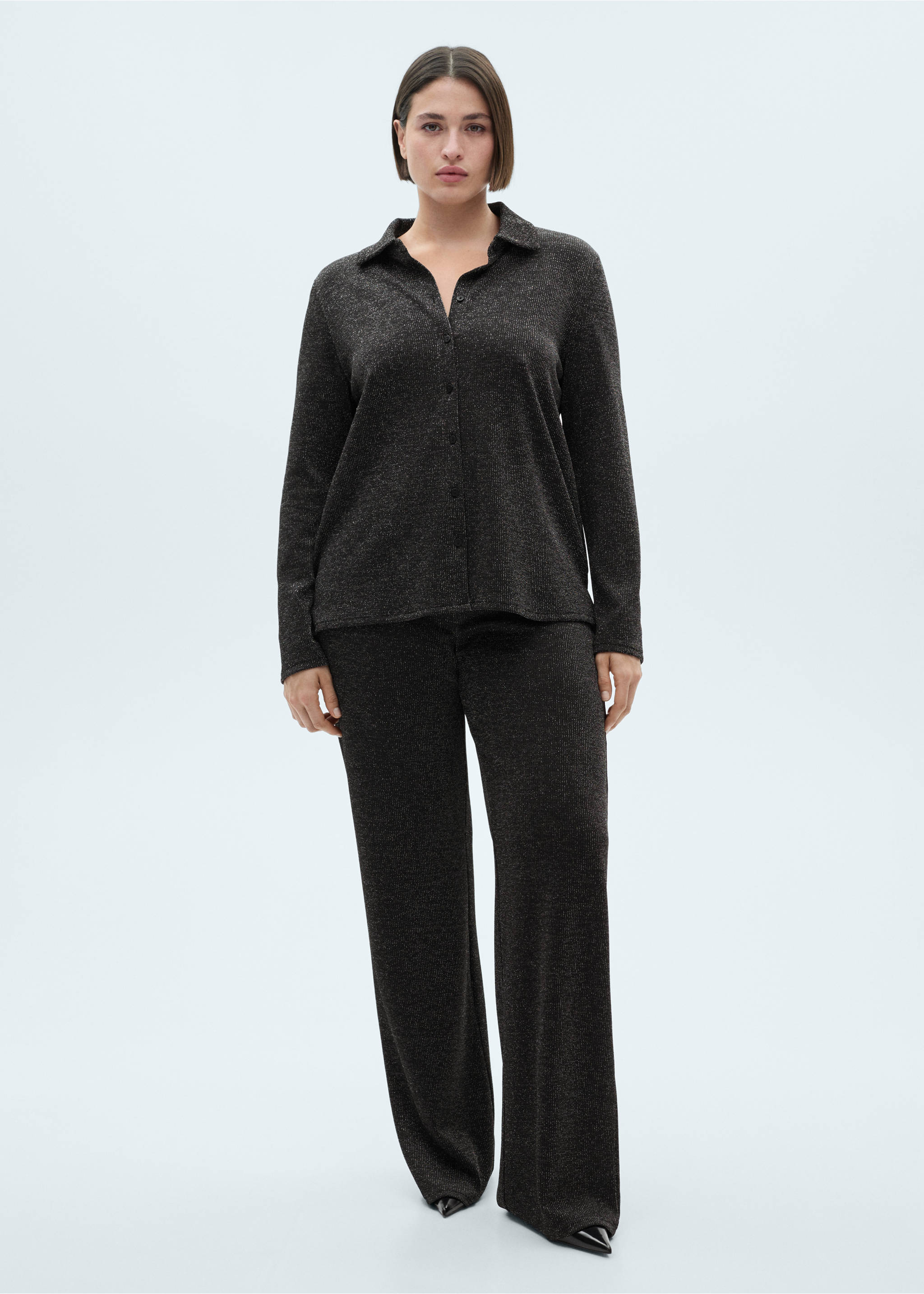 Lurex knitted shirt - Details of the article 6, Grey. Ref: 77049061-00.
