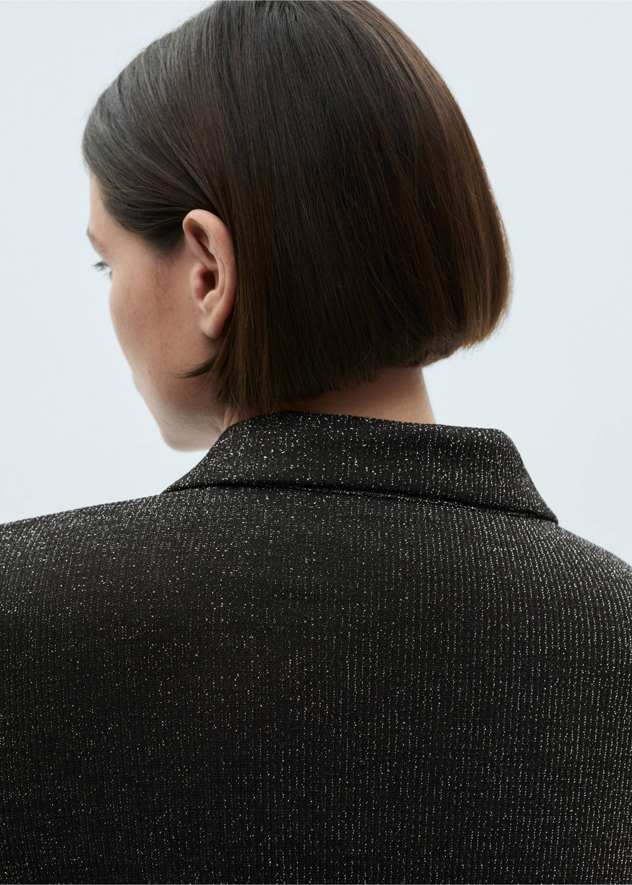 Lurex knitted shirt - Details of the article 4, Grey. Ref: 77049061-00.