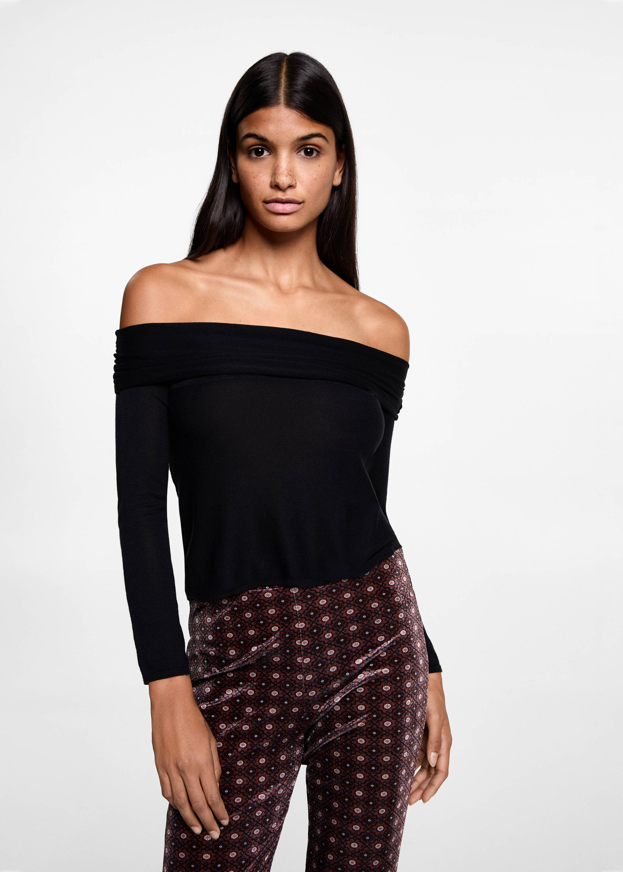 Flared leggings with velvet print - Medium plane