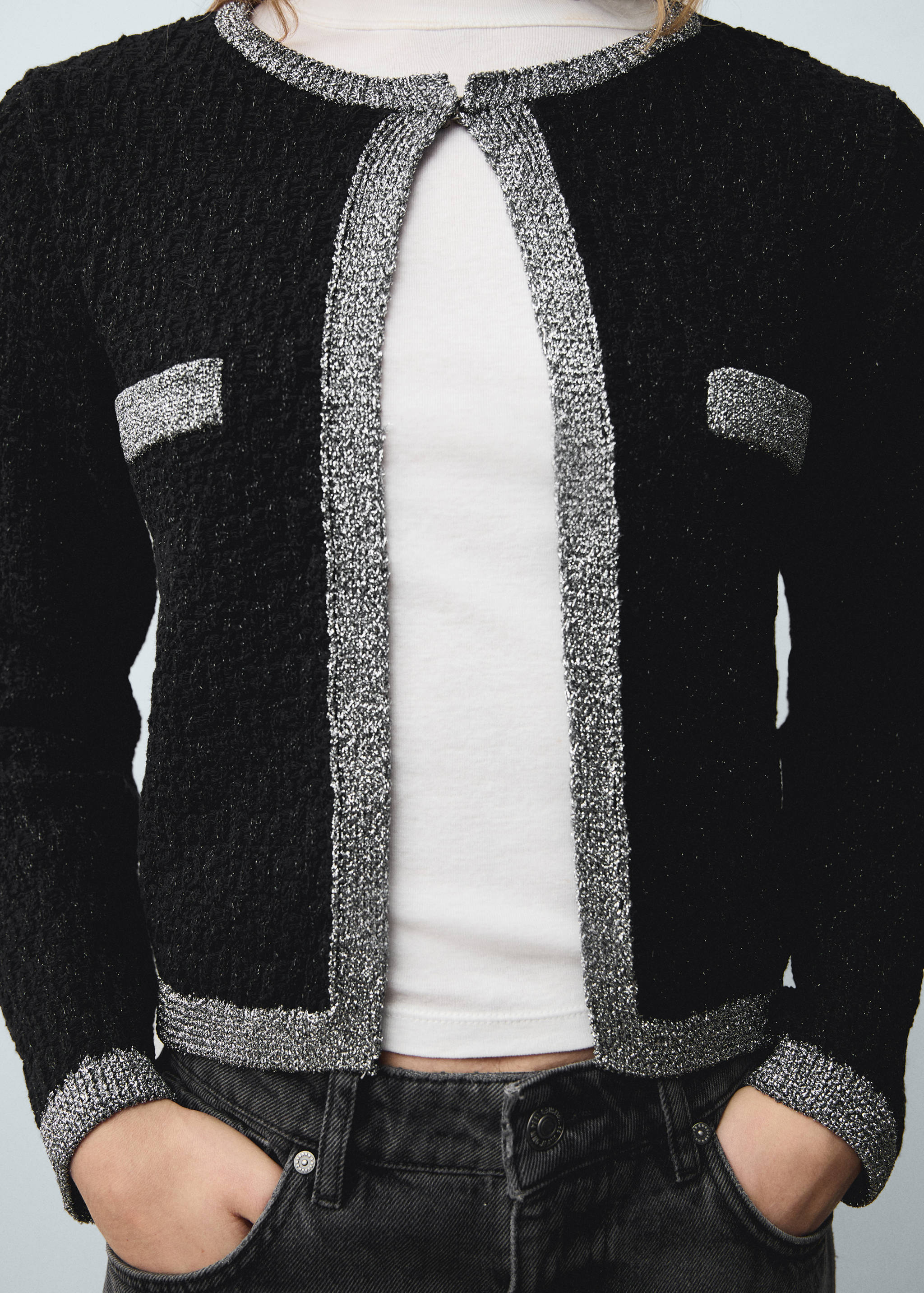 Knitted jacket with lurex detail - Details of the article 6