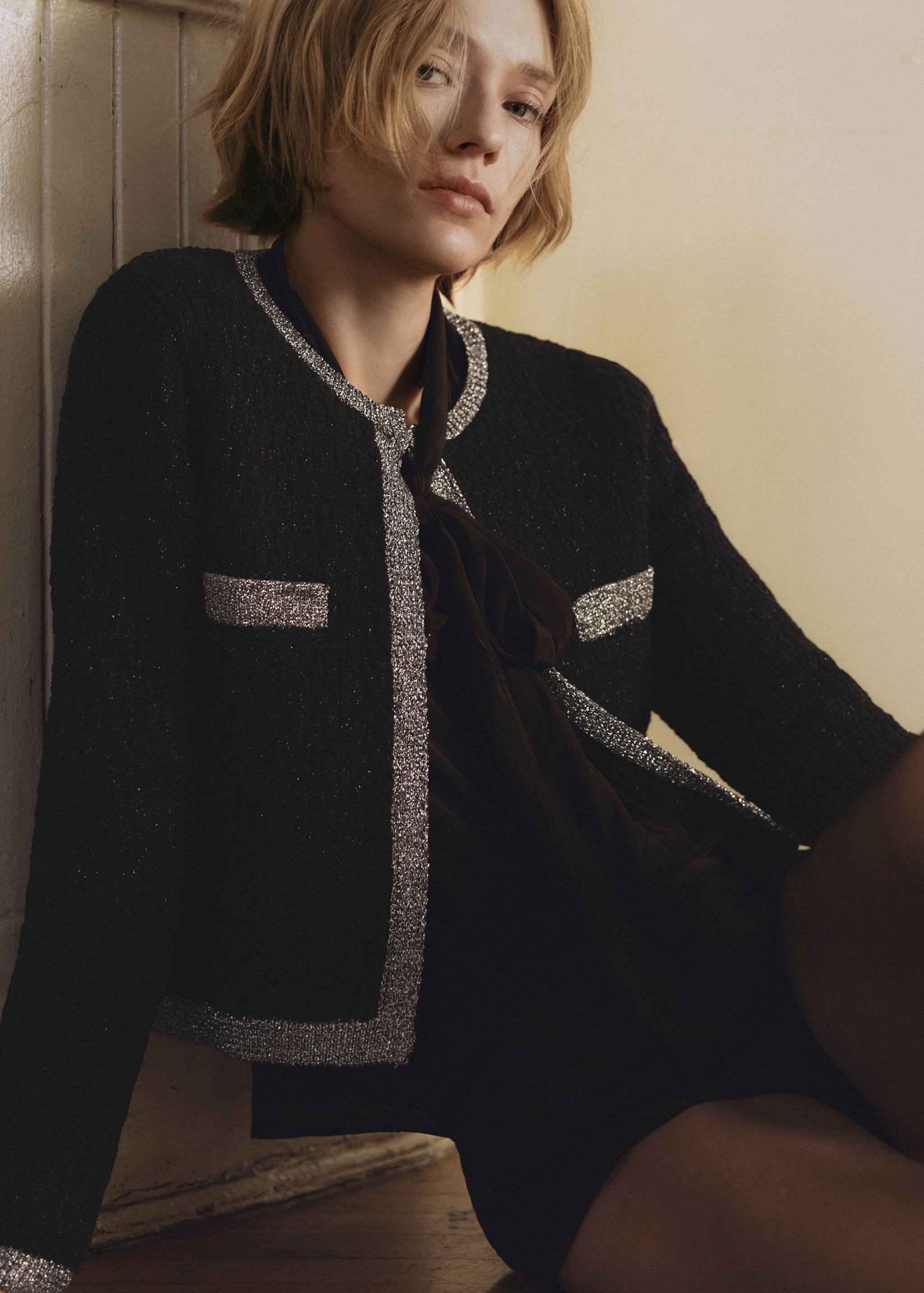 Knitted jacket with lurex detail - Details of the article 7