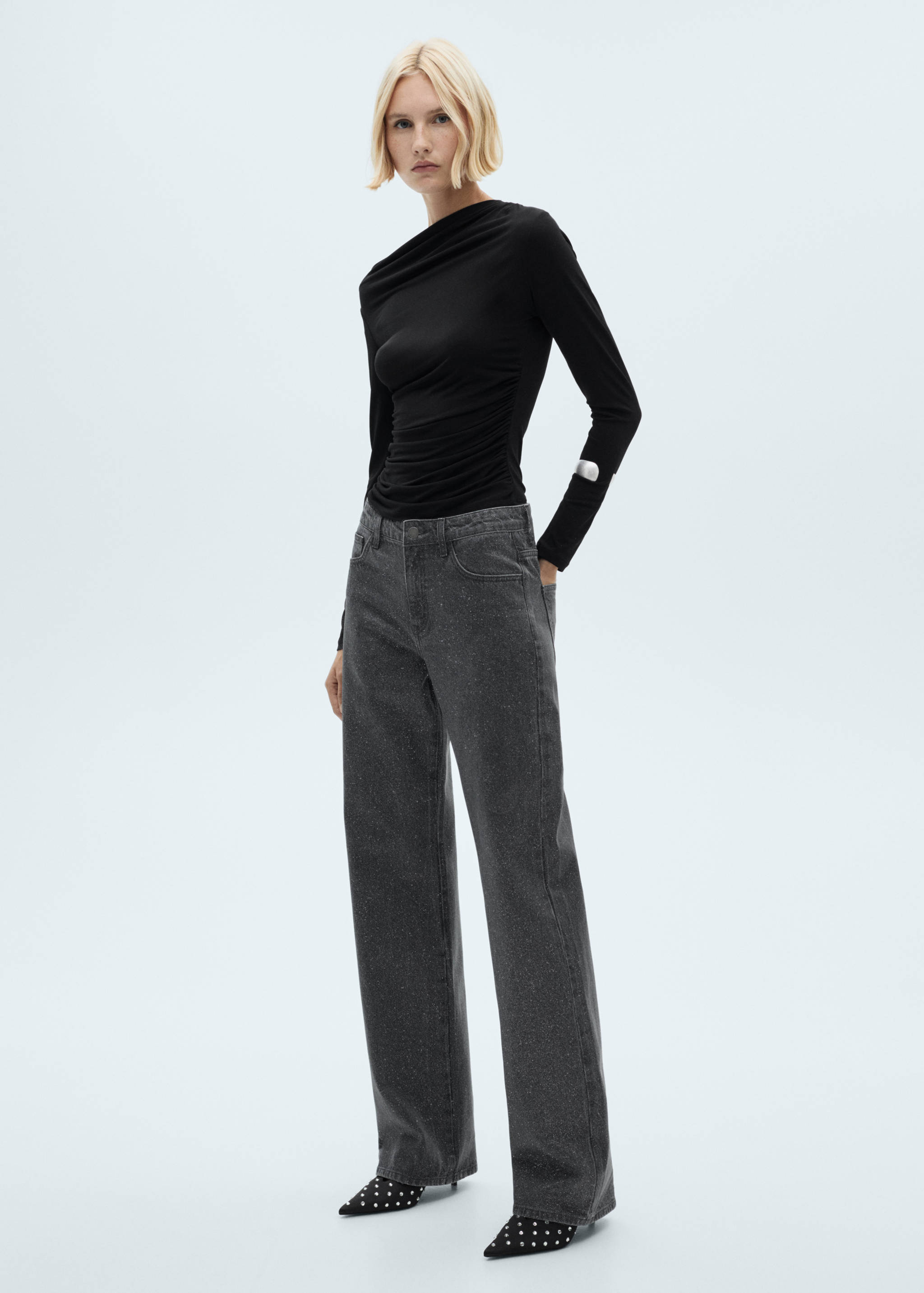 Shiny straight-fit jeans - General plane