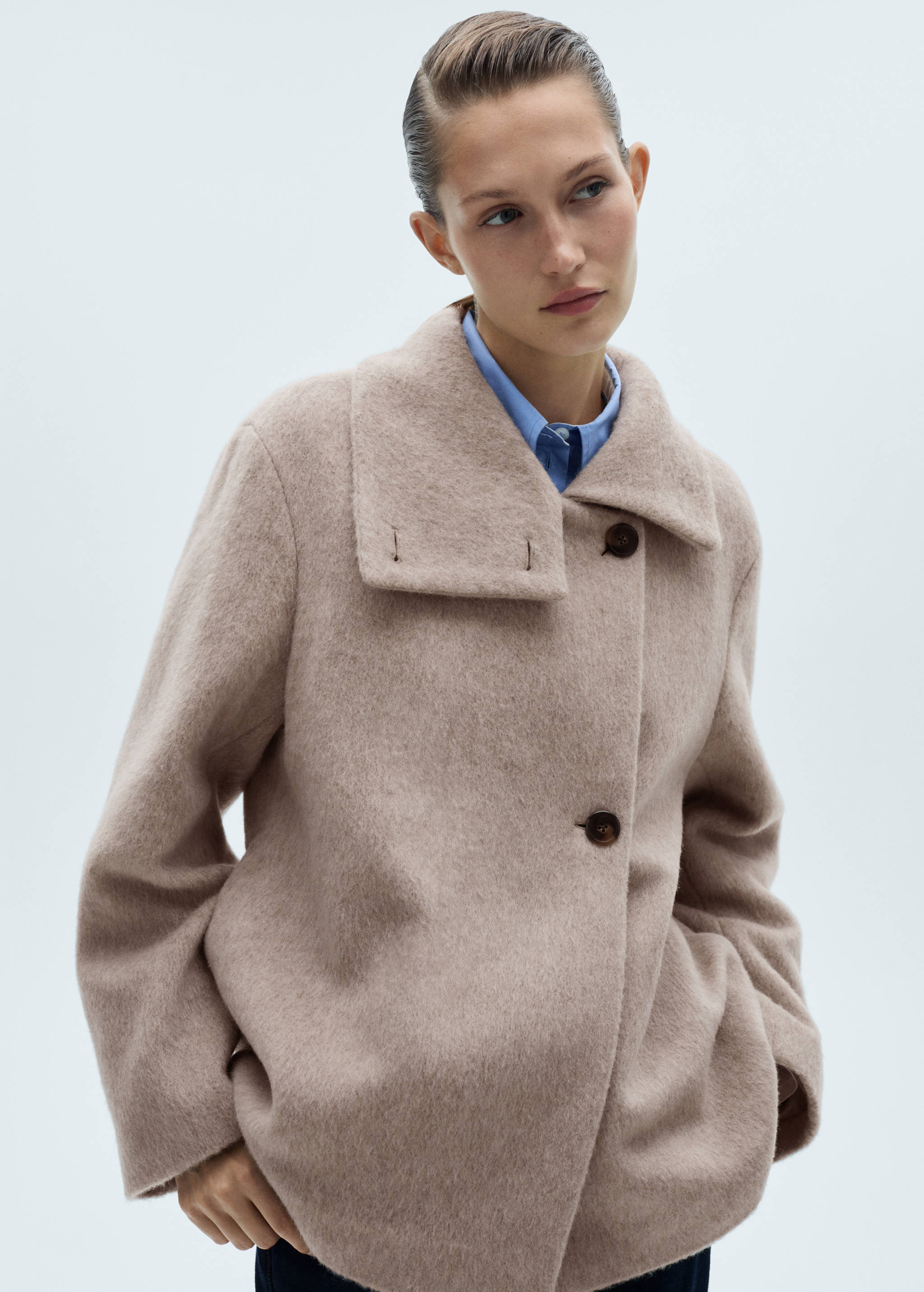 Turtleneck wool coat - Medium plane