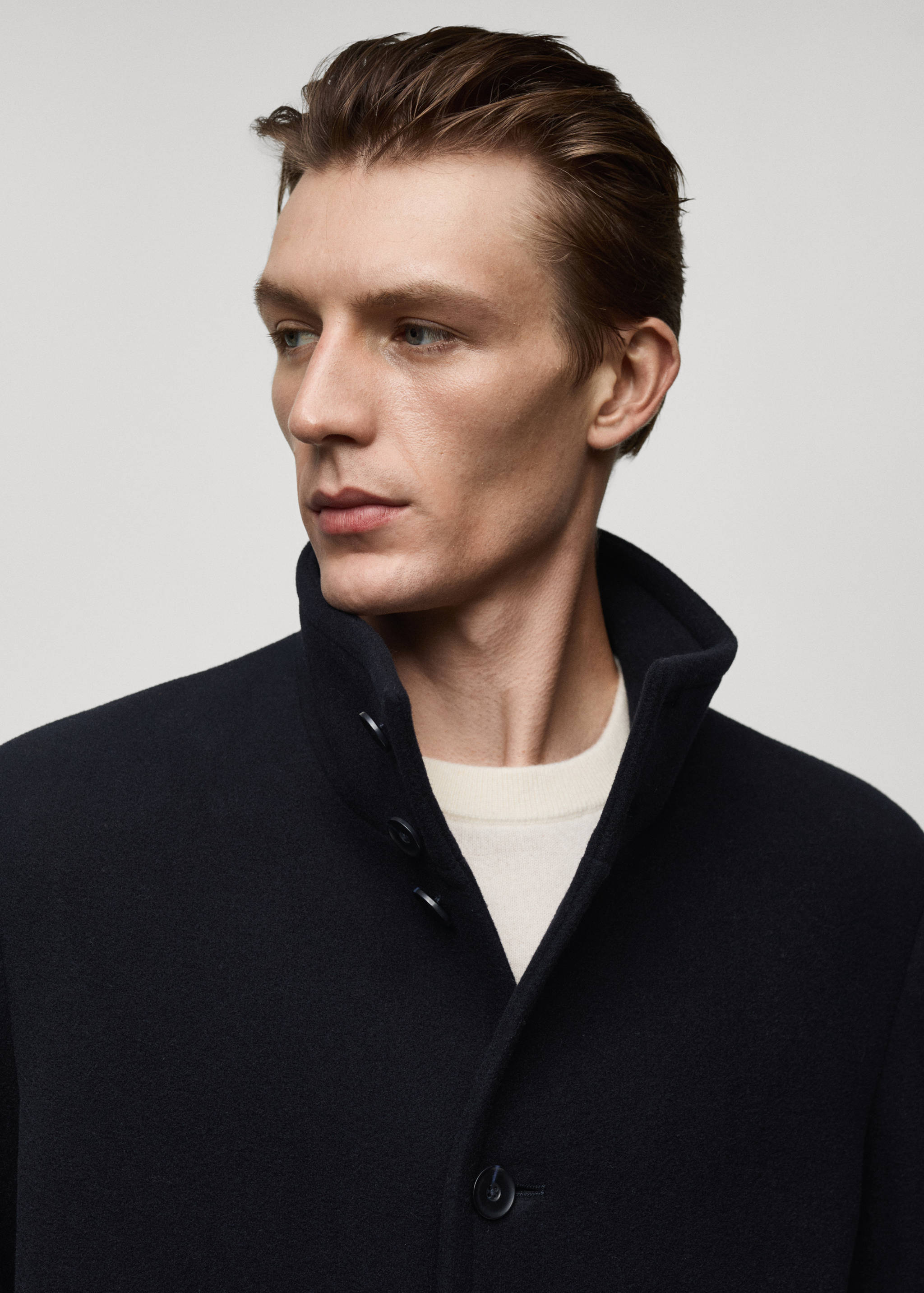 有领羊毛长大衣 - null