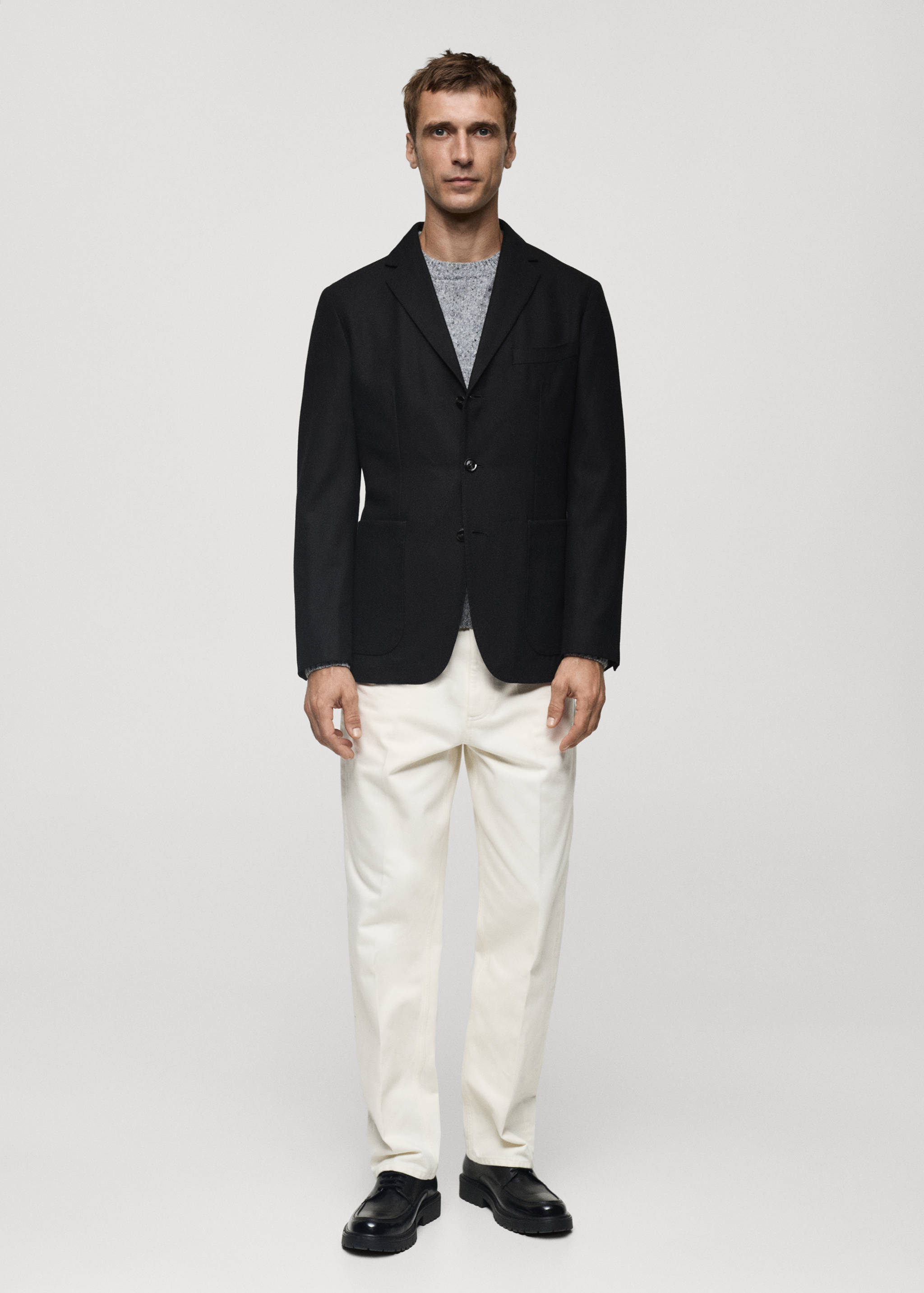 Recycled wool slim-fit jacket - General plane