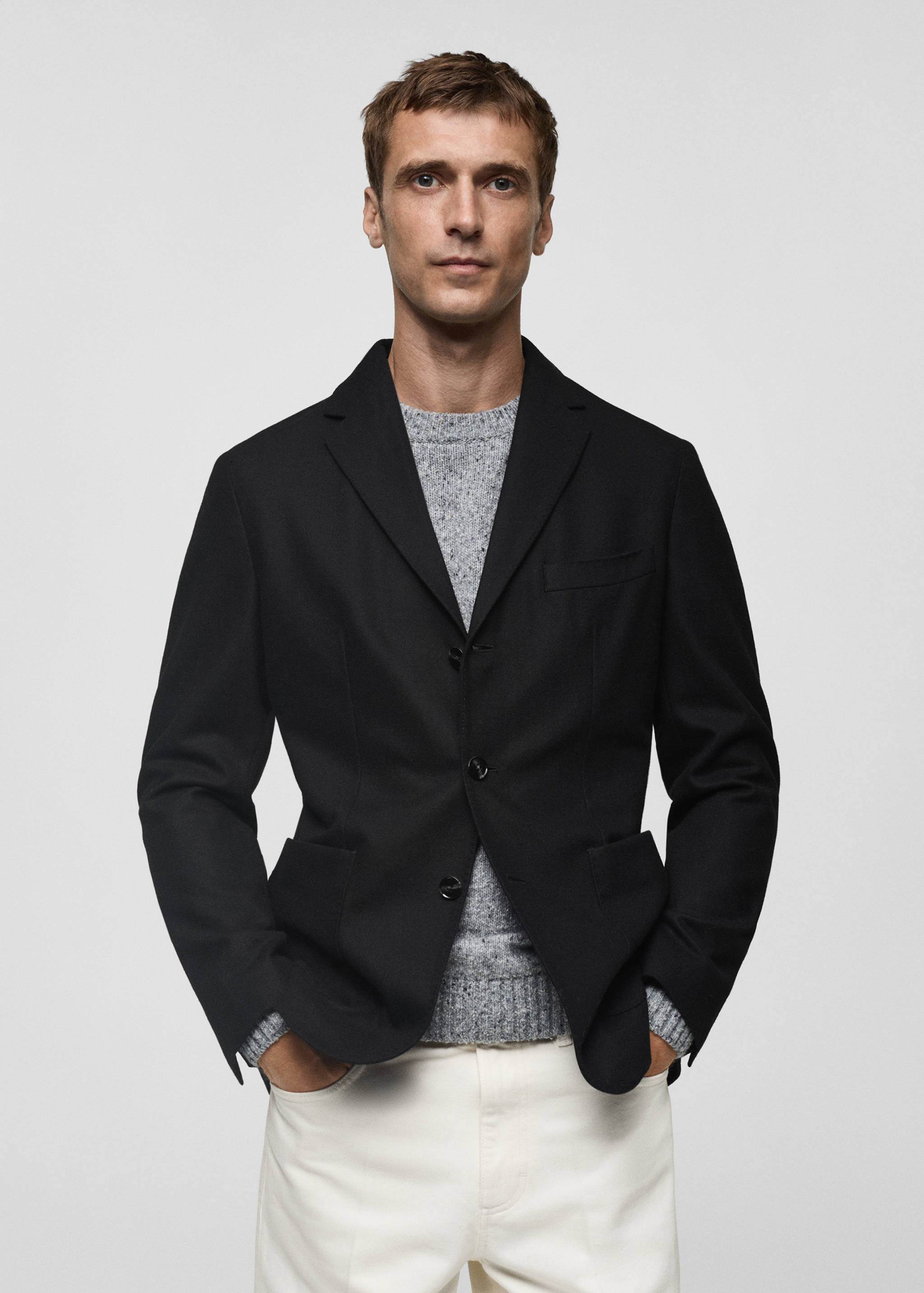 Recycled wool slim-fit jacket - Medium plane