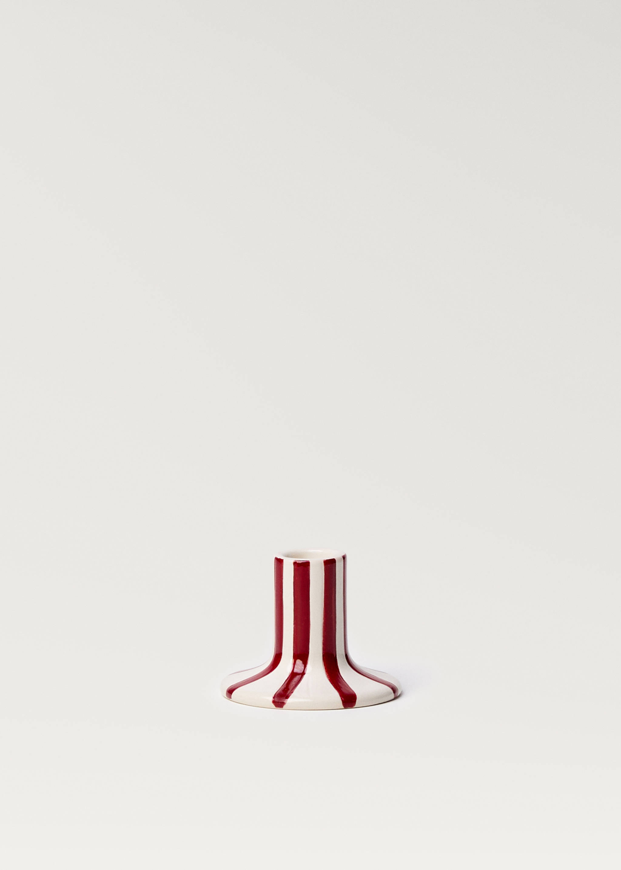 Stoneware Candle Holder with Stripe Design - Article without model