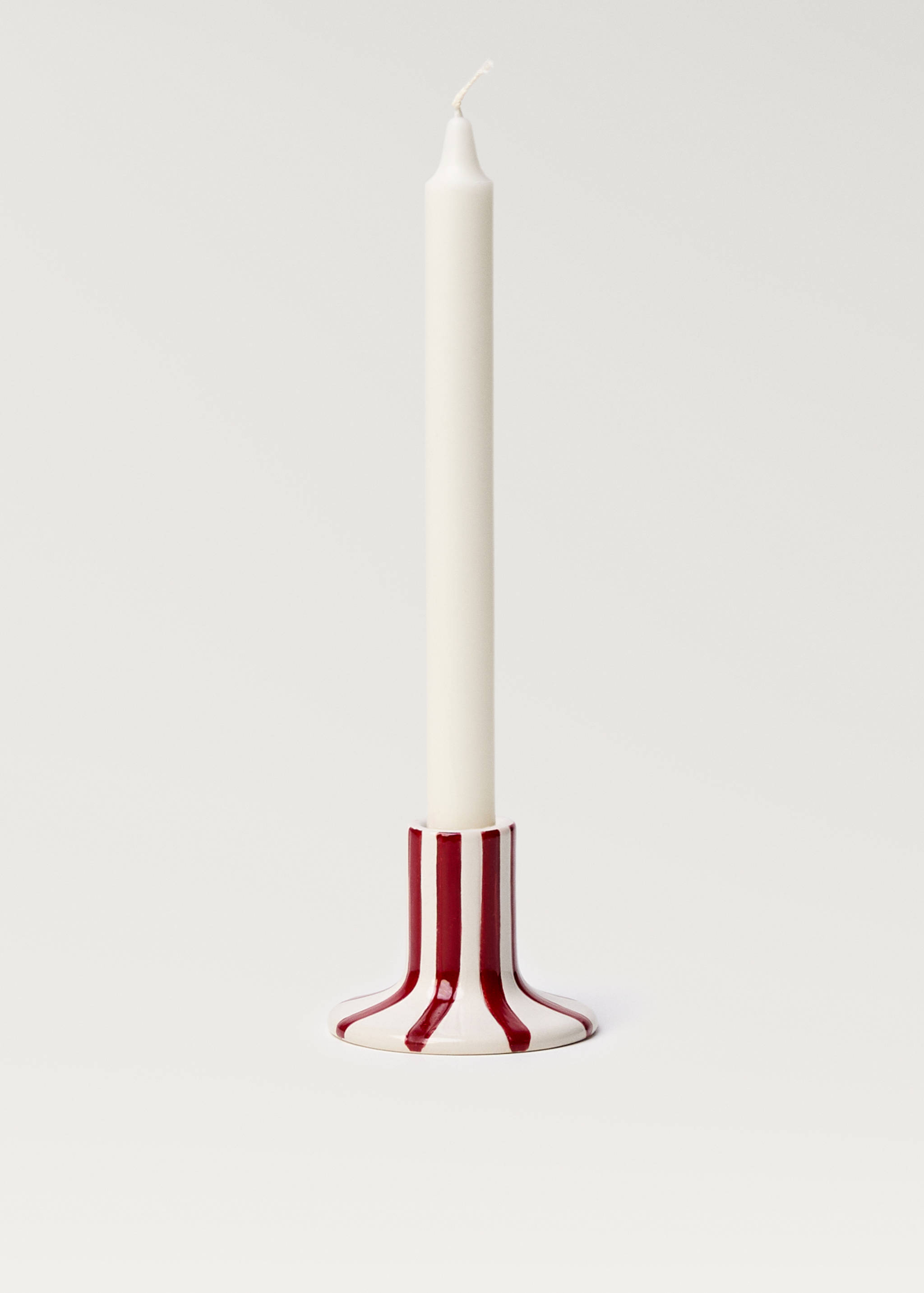 Stoneware Candle Holder with Stripe Design - Details of the article 1