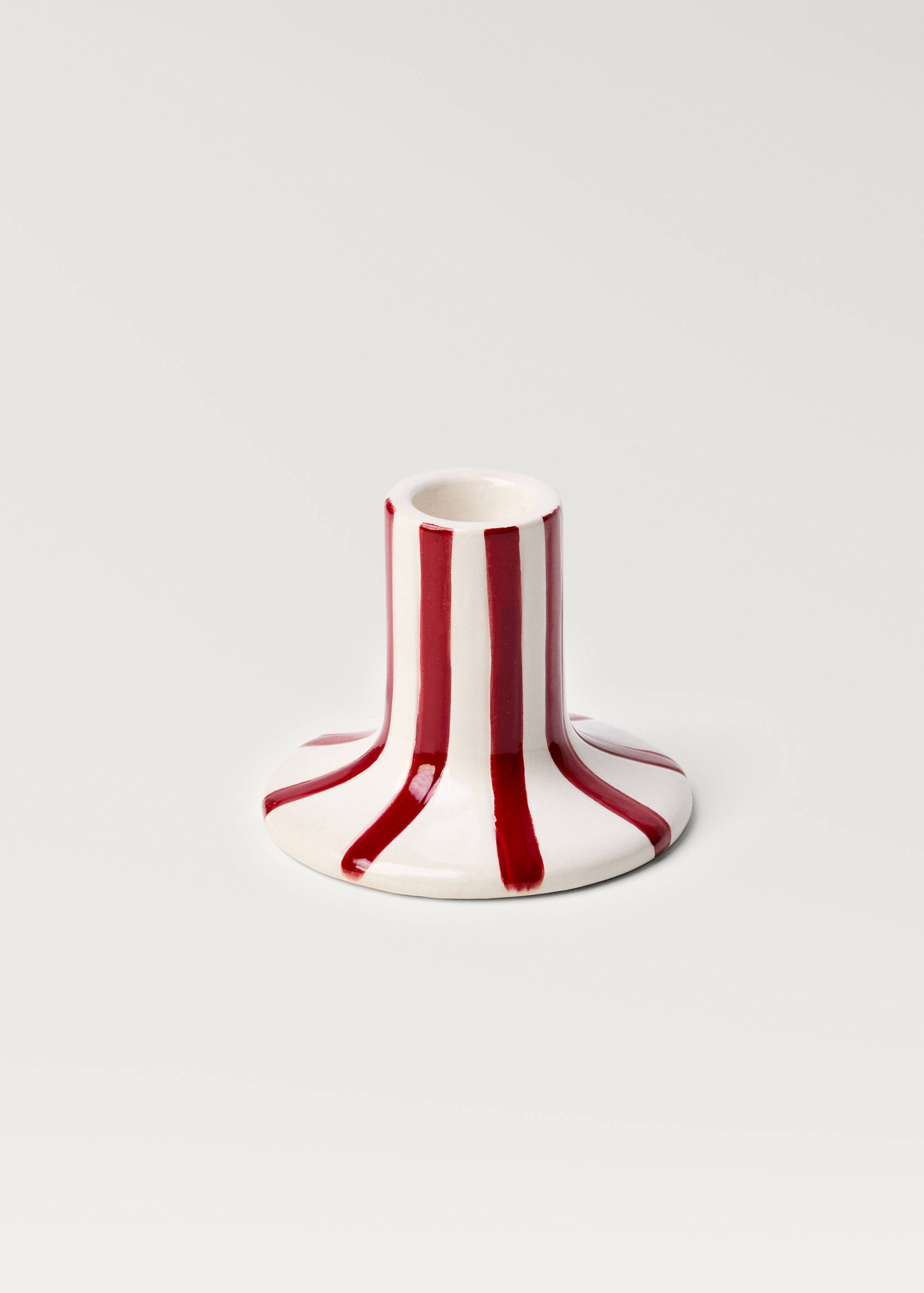 Stoneware Candle Holder with Stripe Design - Details of the article 2
