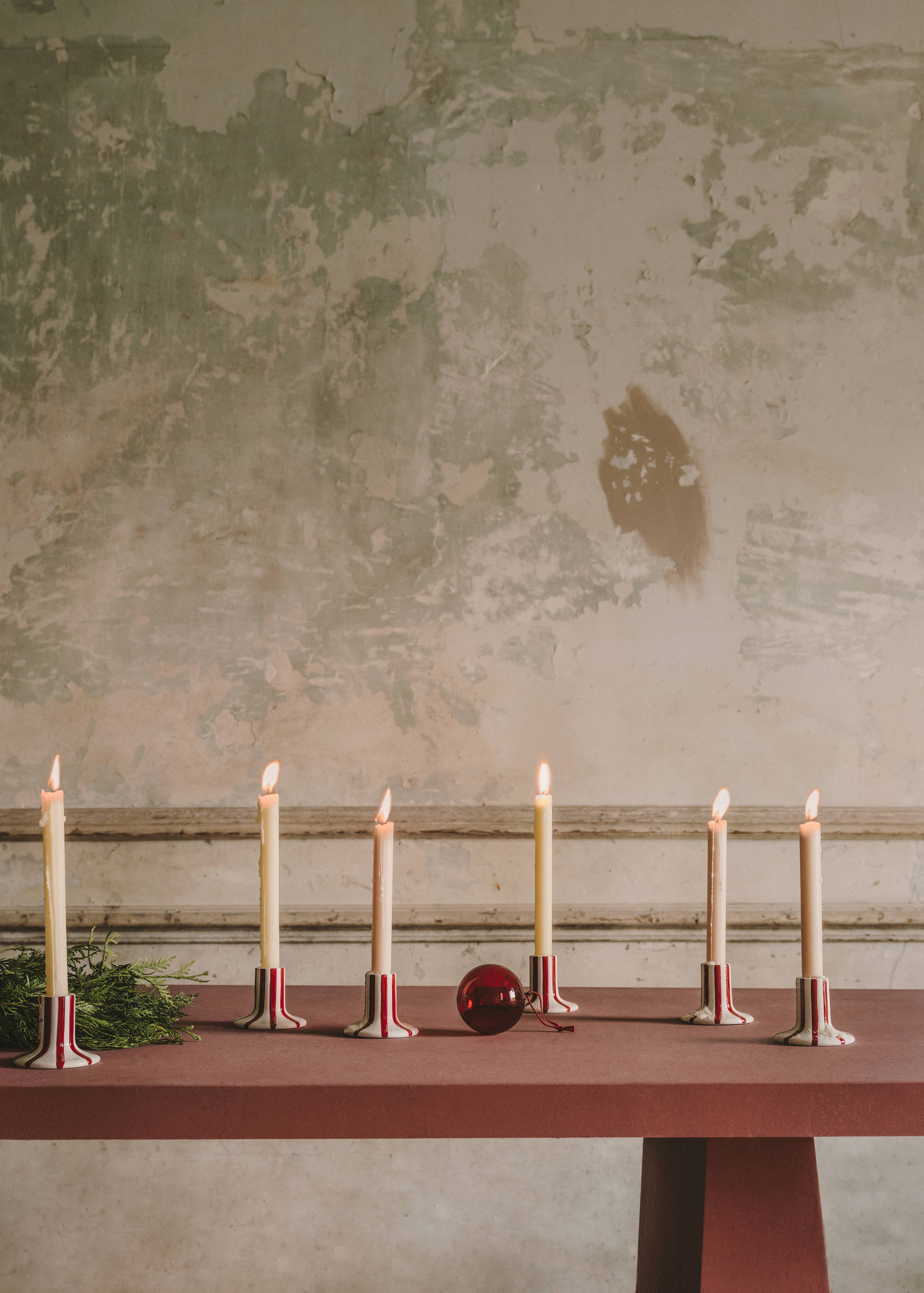 Stoneware Candle Holder with Stripe Design - Details of the article 6