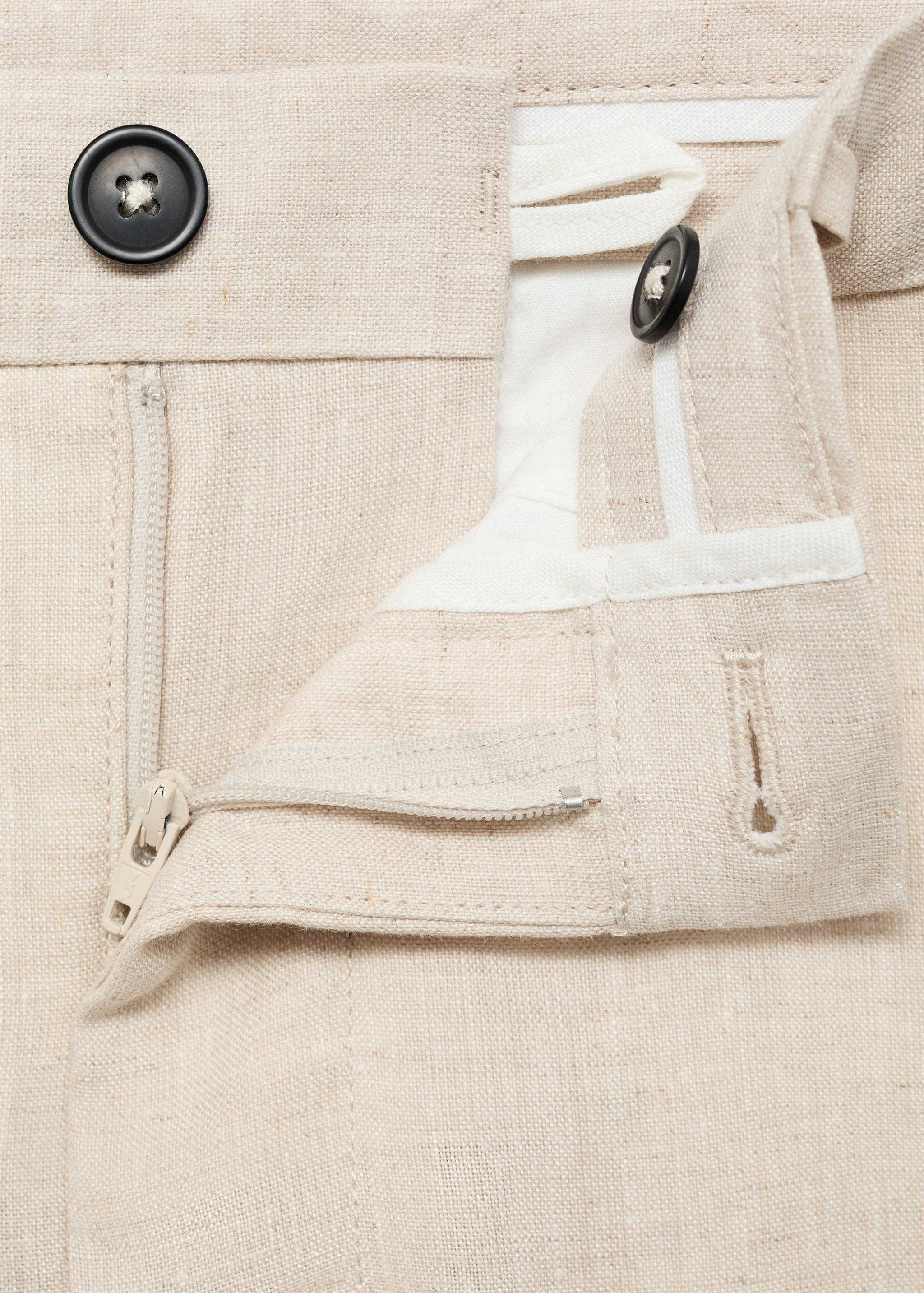 Slim-fit 100% linen trousers - Details of the article 0