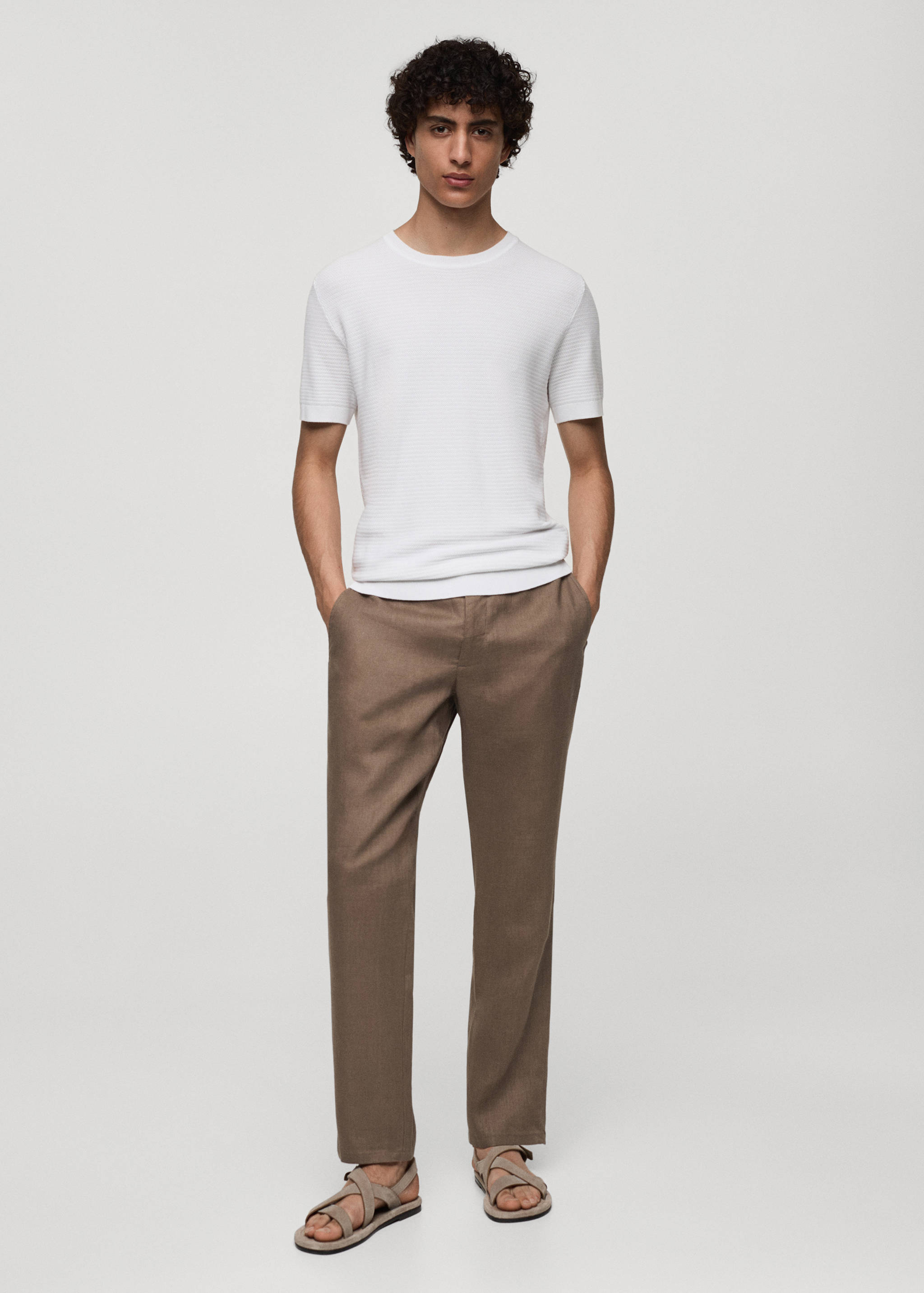 Slim-fit 100% linen trousers - General plane