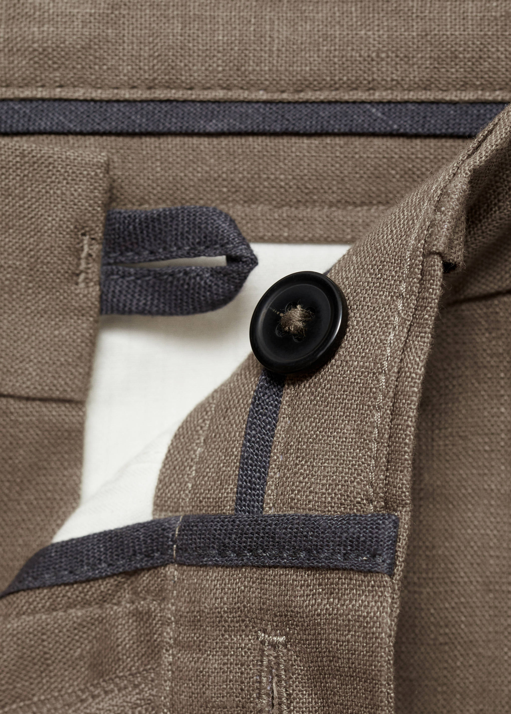 Slim-fit 100% linen trousers - Details of the article 8