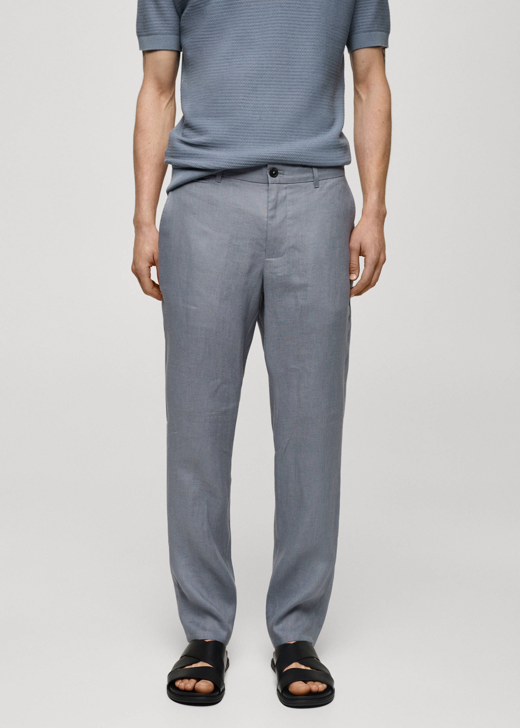 Slim-fit 100% linen trousers - Medium plane