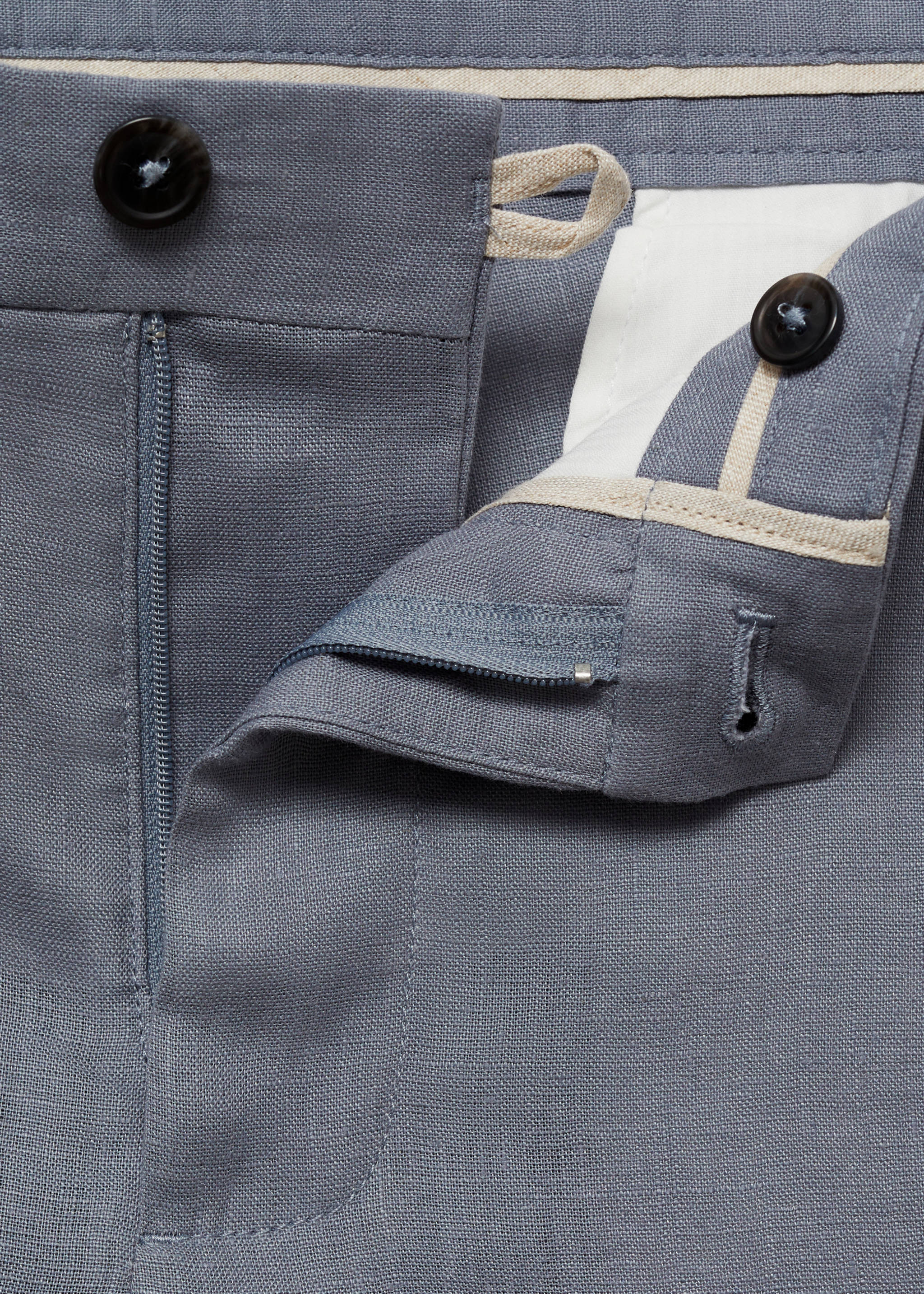 Slim-fit 100% linen trousers - Details of the article 8