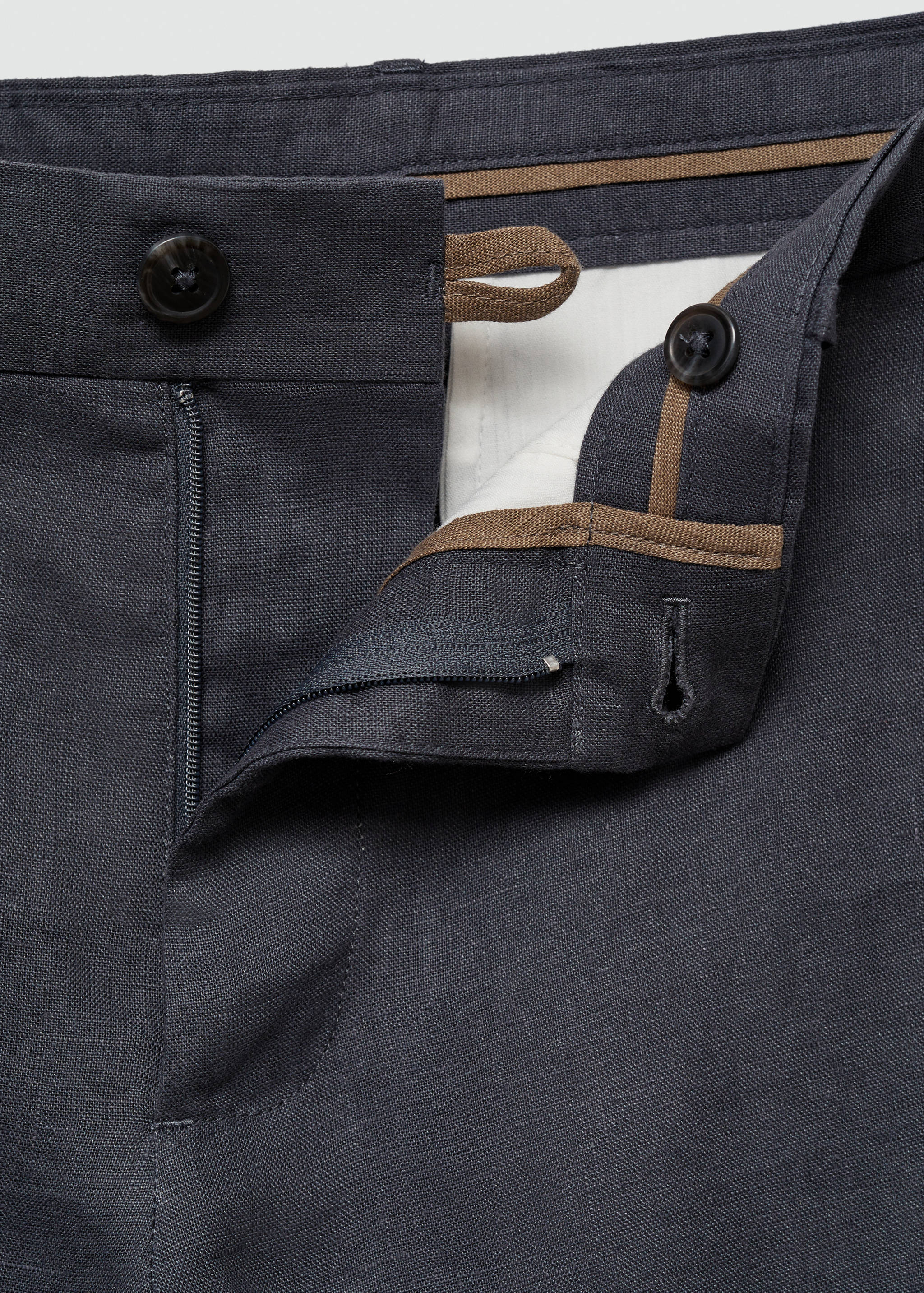 Slim-fit 100% linen trousers - Details of the article 8