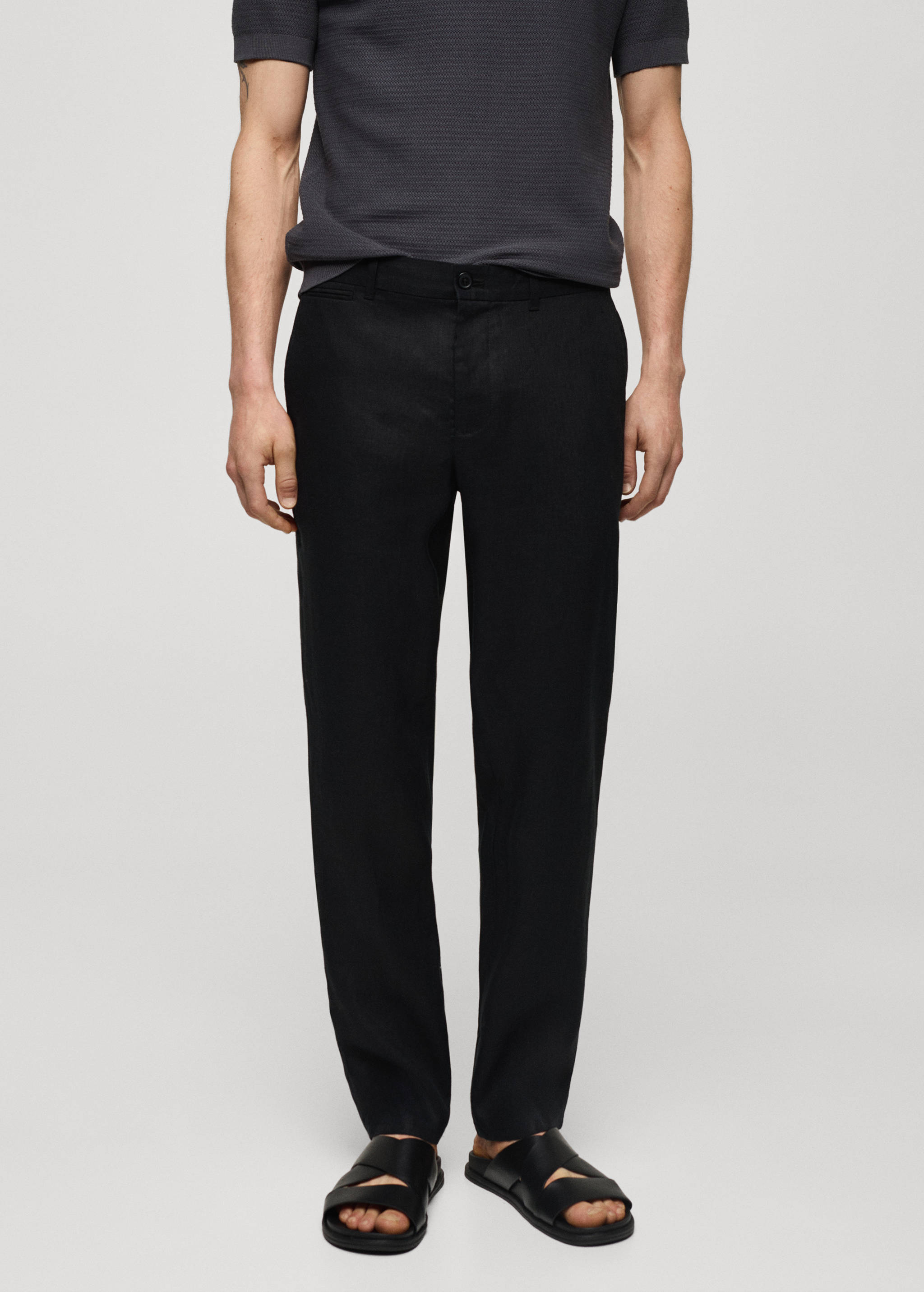 Slim fit broek 100% linnen - Middenvlak