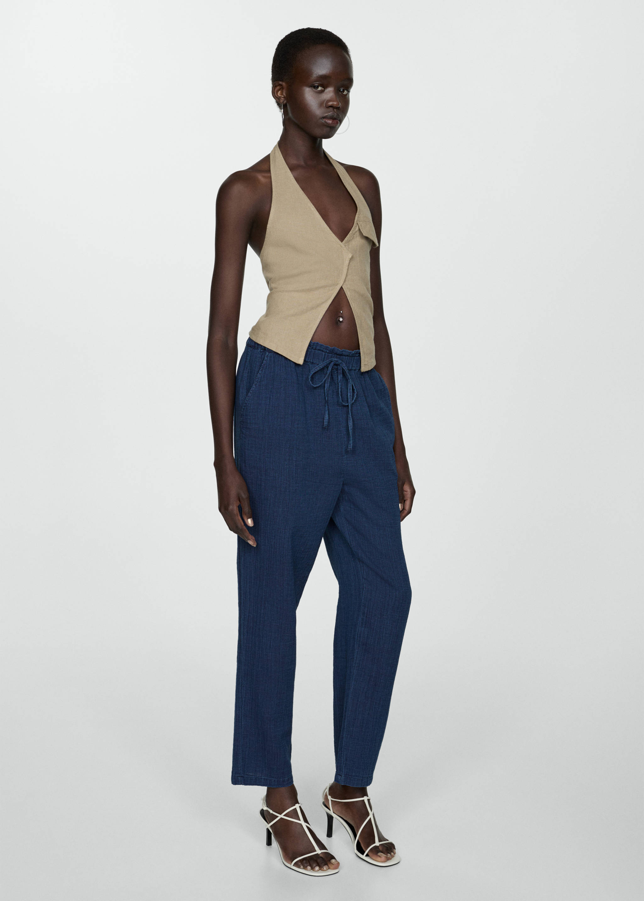Elastic waist cotton trousers - General plane